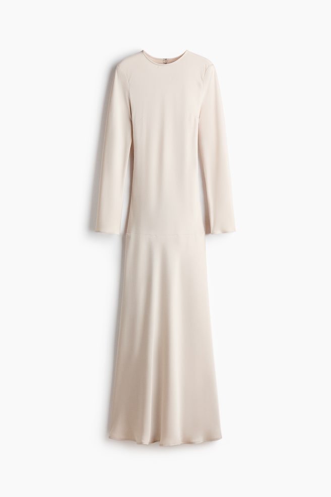 Vestido con lazada y espalda descubierta - Beige claro/Oliva dorado - 1