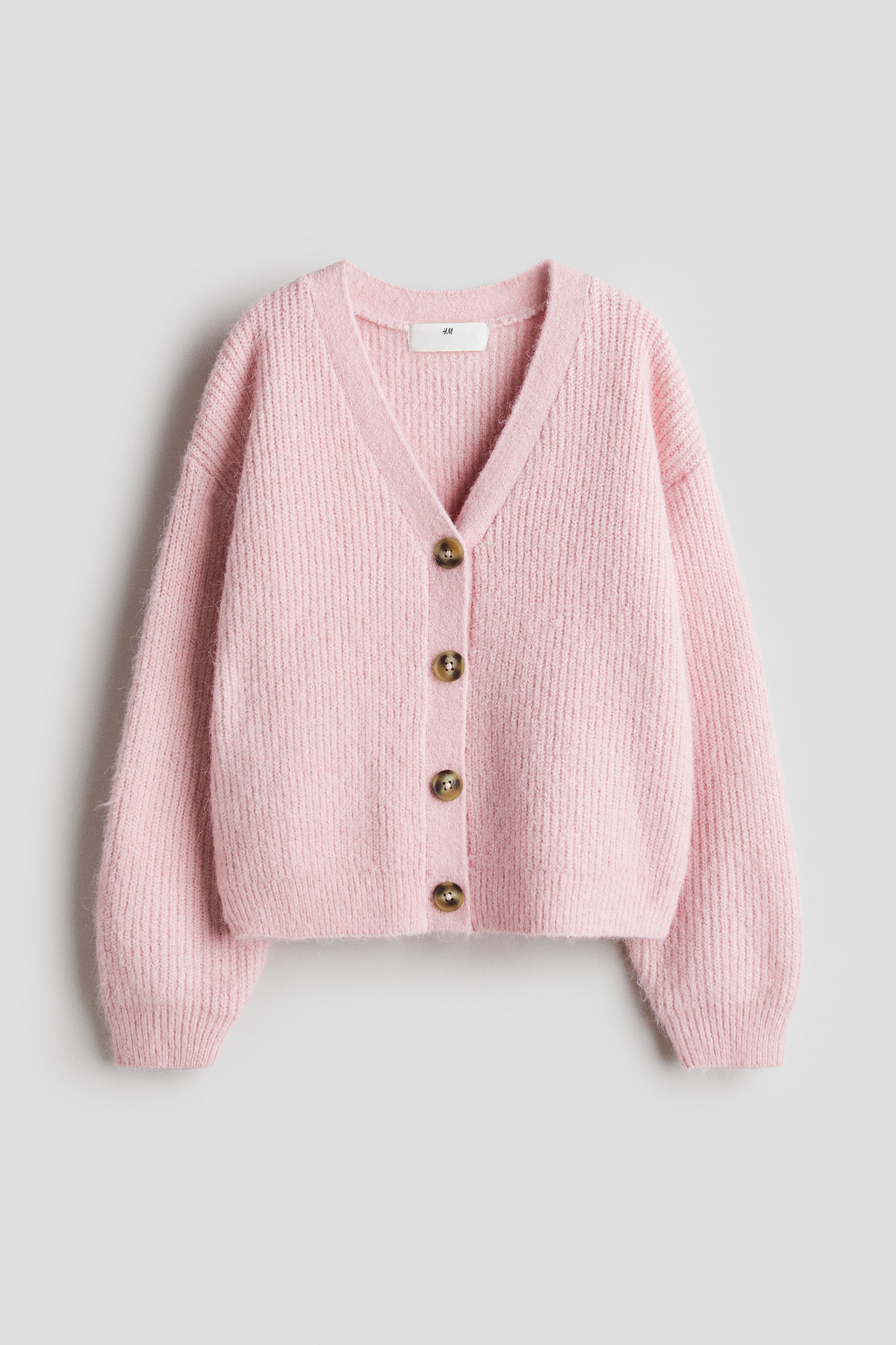 Rib-Knit Cardigan - Pink/Cream/Mint green