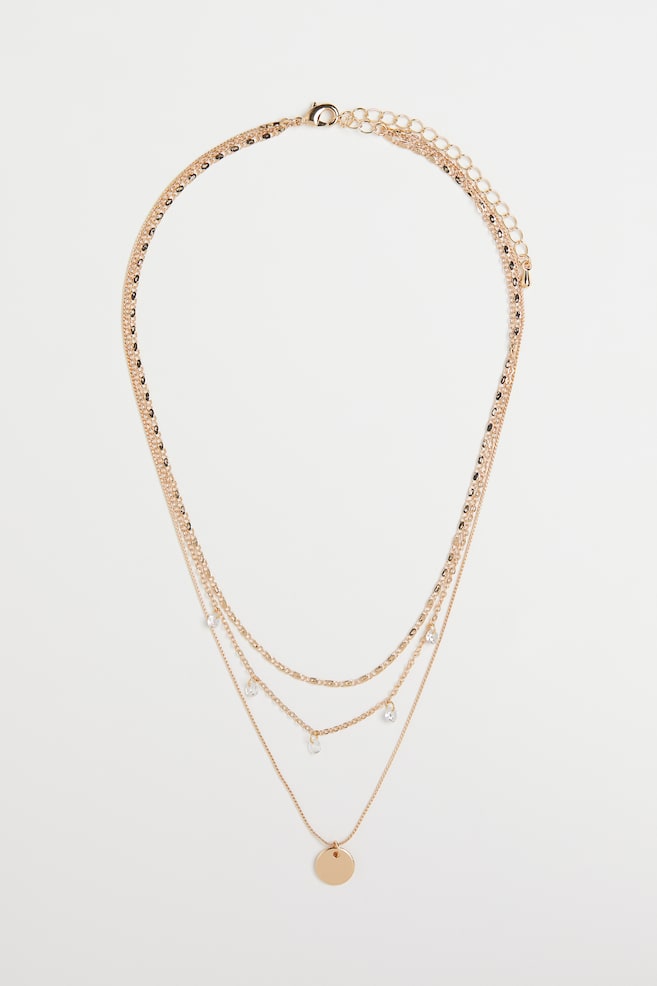 Three-strand pendant necklace - Gold-coloured - 1