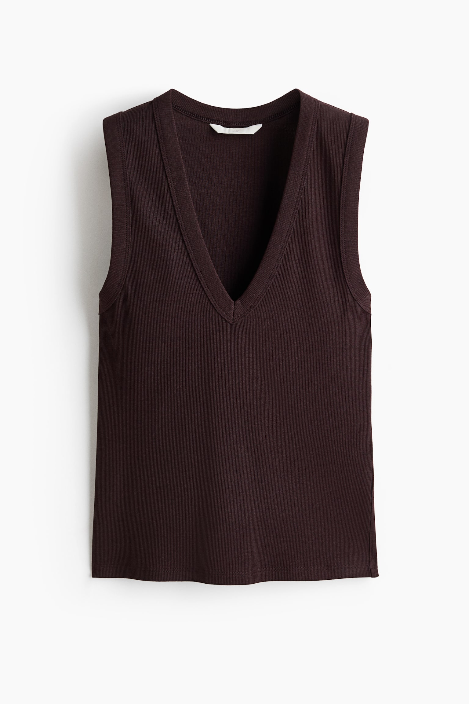 Ribbed Tank Top - Dark brown/White/Light pink - 1