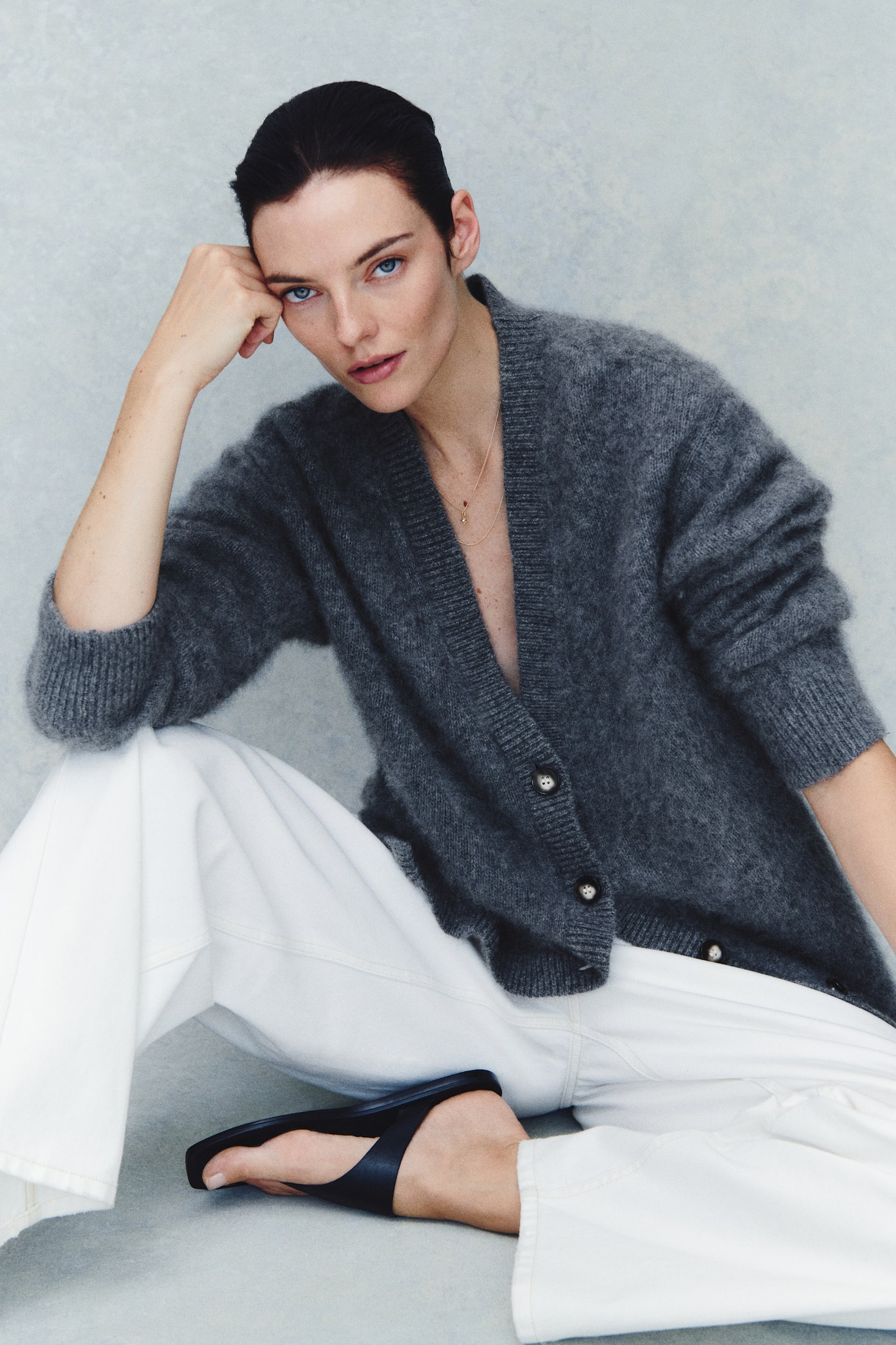 Женский кардиган H&M Oversized Wool, цвет: Серый меланжевый — фото 5