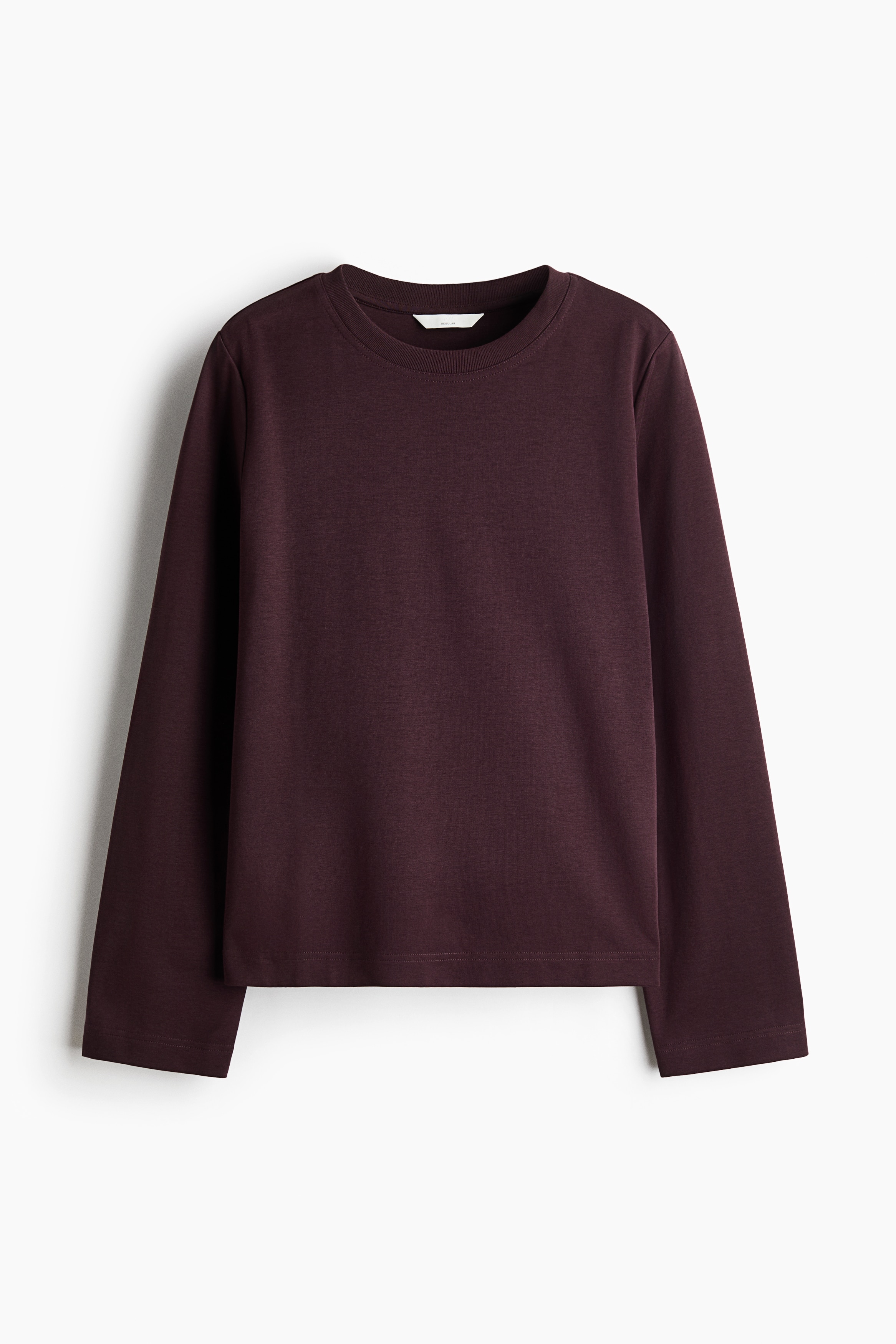 Cotton jersey top - Burgundy/Black/White/Light beige