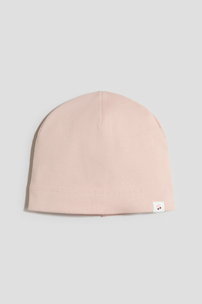 Cotton jersey beanie - Light pink/Dusty green/Light beige - 1