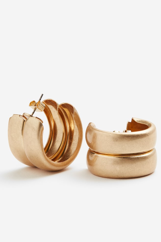 Chunky hoop earrings - Gold-coloured - 2