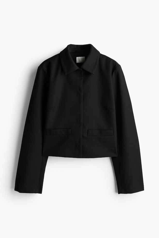 Collared jacket - Black/Dark grey marl/Dark khaki green - 1
