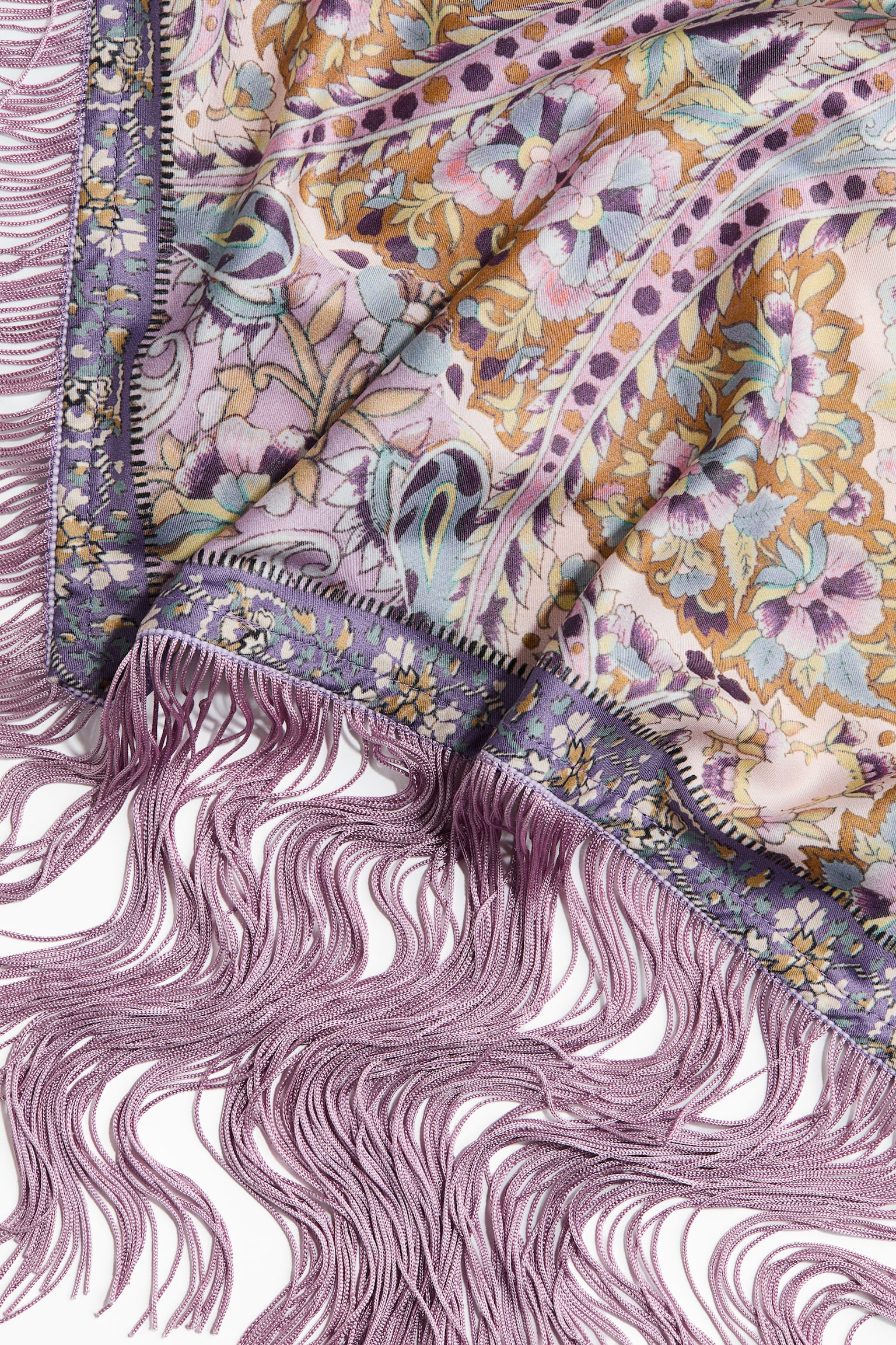 Fringed satin hip scarf - Dusty purple/Paisley pattern - Ladies | H&M UA