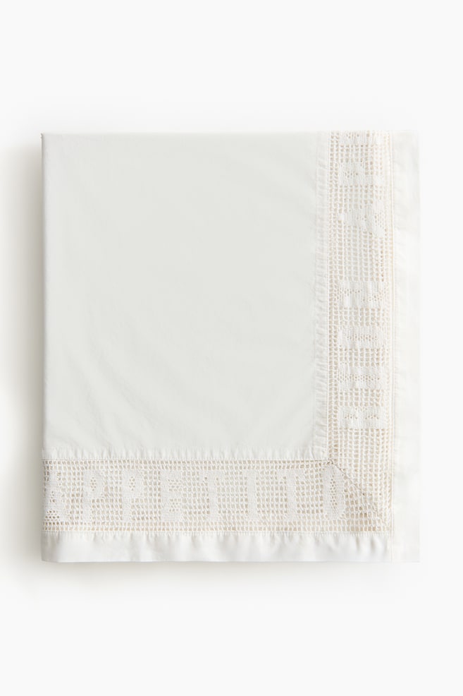 Lace-trimmed cotton tablecloth - White/Buon Appetito - 1