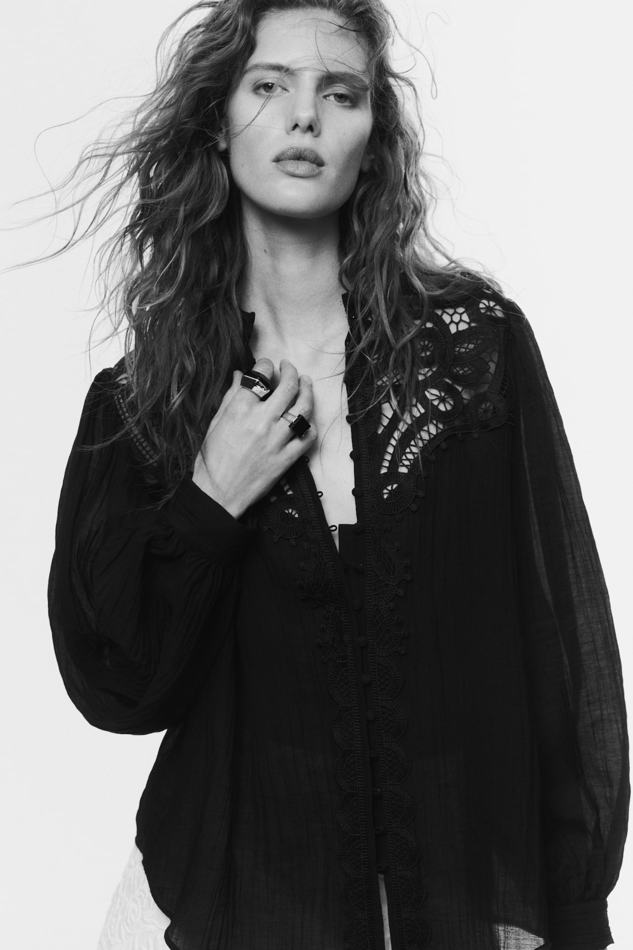 Lace-Yoke Blouse - image 3