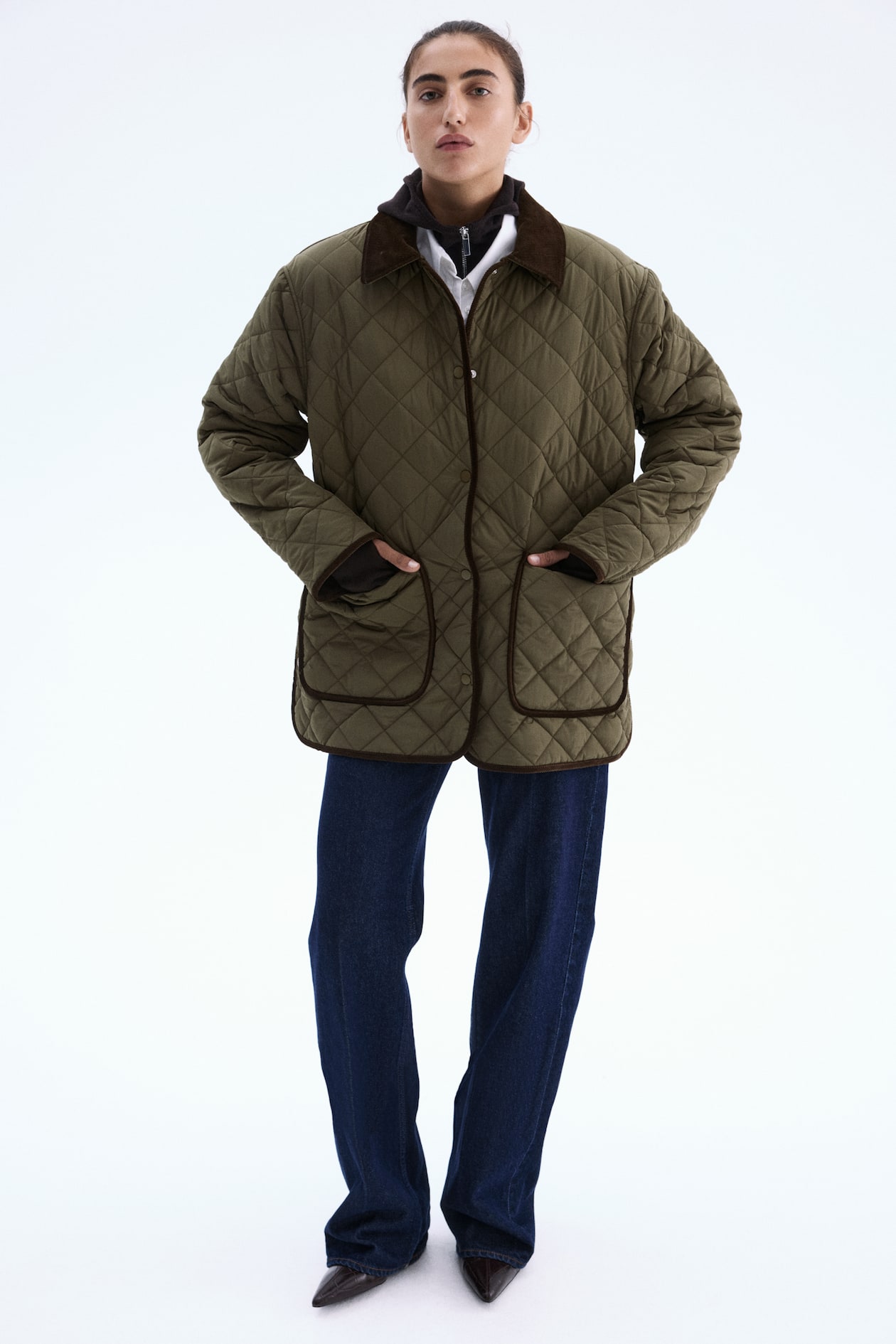 キルティングジャケット - ダークカーキグリーン - レディース | H&M JP