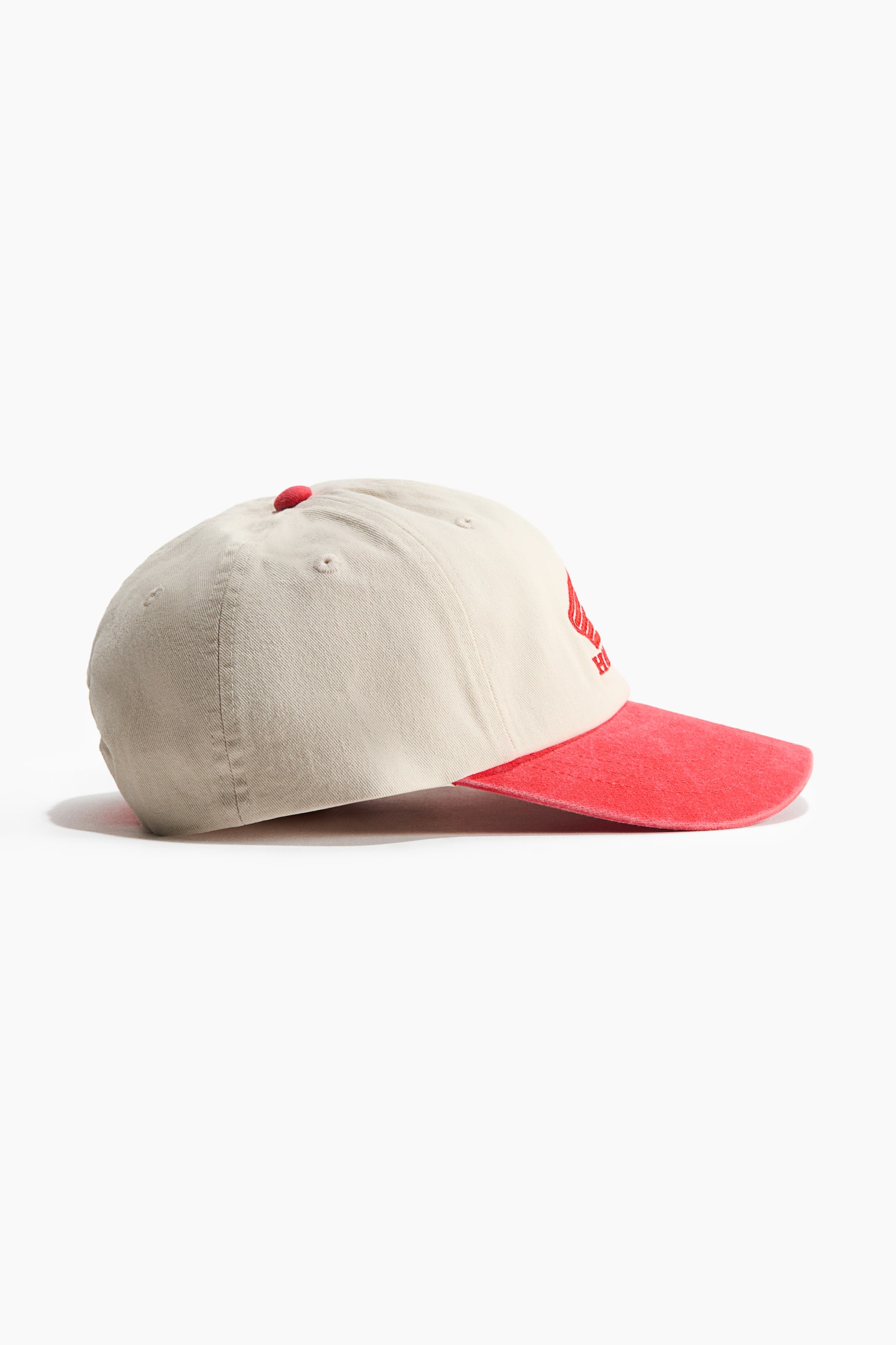 Motif-detail cotton twill cap - Red/Honda - 2