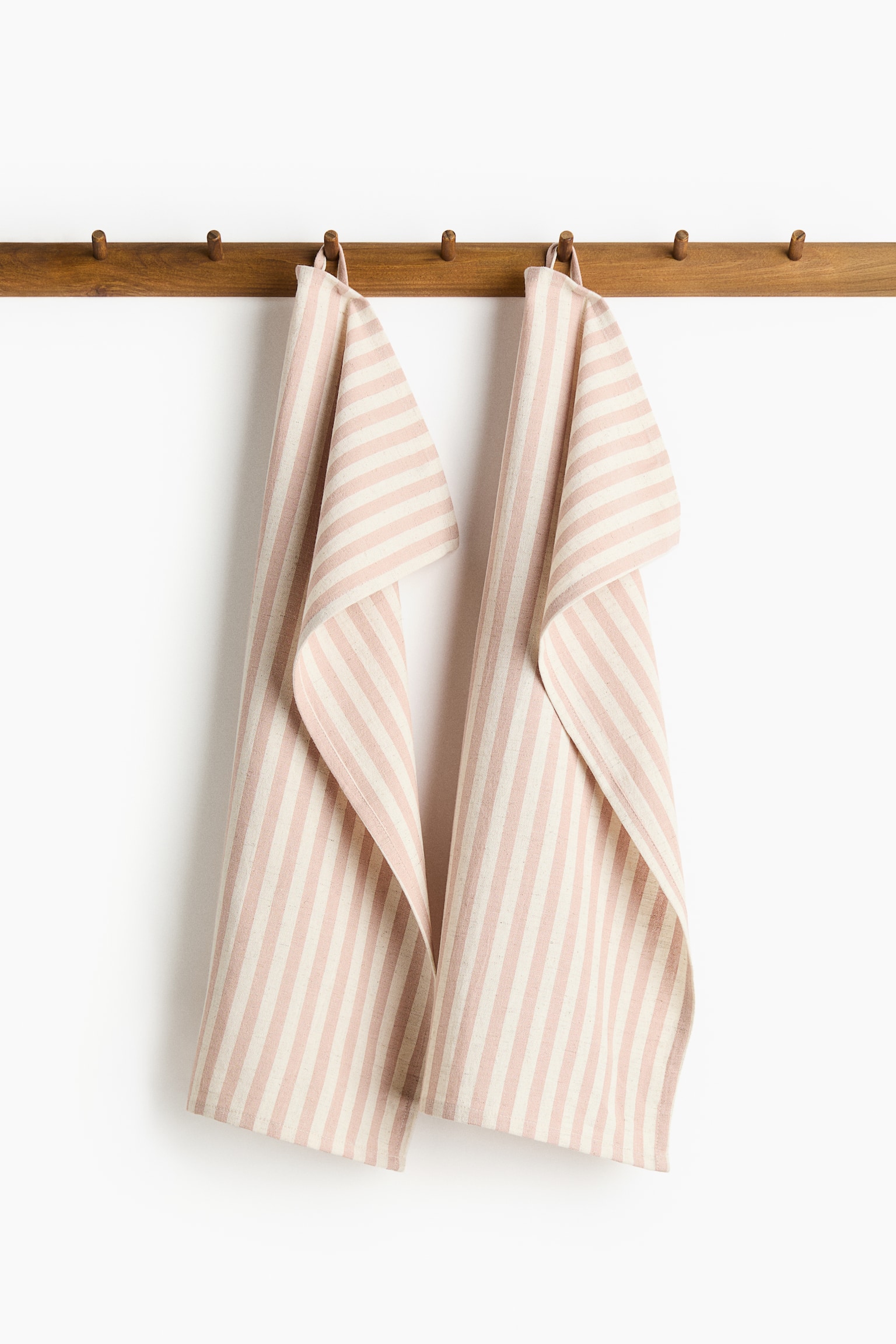 2-pack kökshandduk i linmix - Light pink/Striped/Mörkbrun/Randig/Terrakotta/Randig/Beige/White striped/Terracotta/Gingham check/Light pink/Gingham check/Beige/Ginghamrutig/Brun/Ginghamrutig/Olive green/Beige striped/Olive green/Gingham check