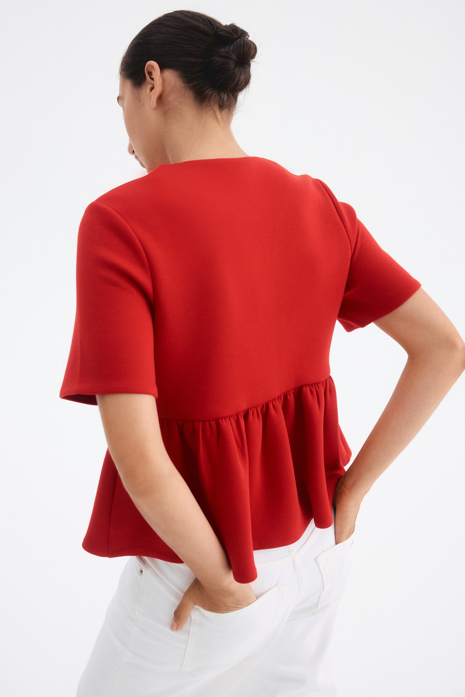 Scuba peplum top - Red - 5