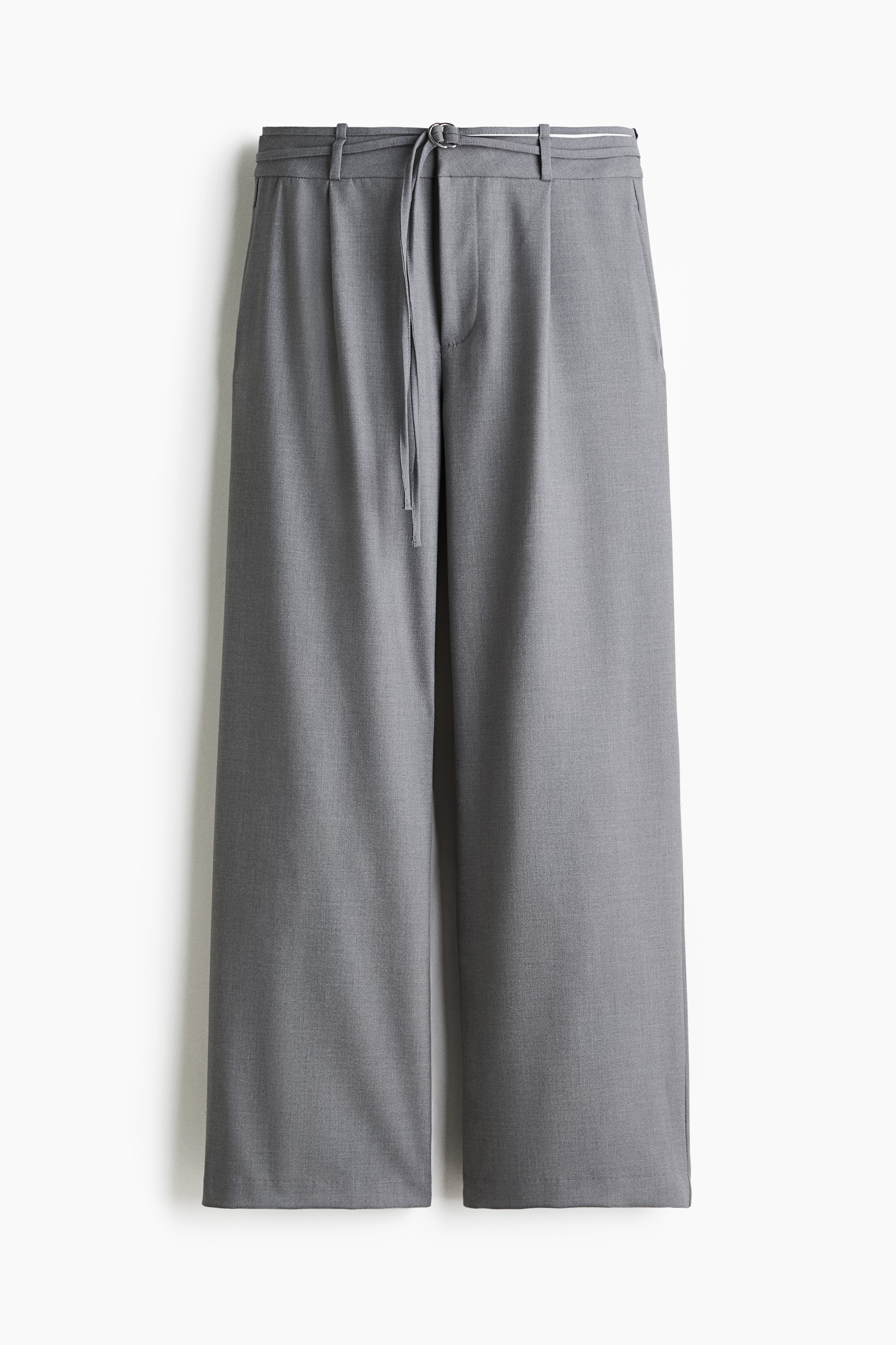 配腰帶修身長褲 - 灰色/黑色/米色/深咖啡色