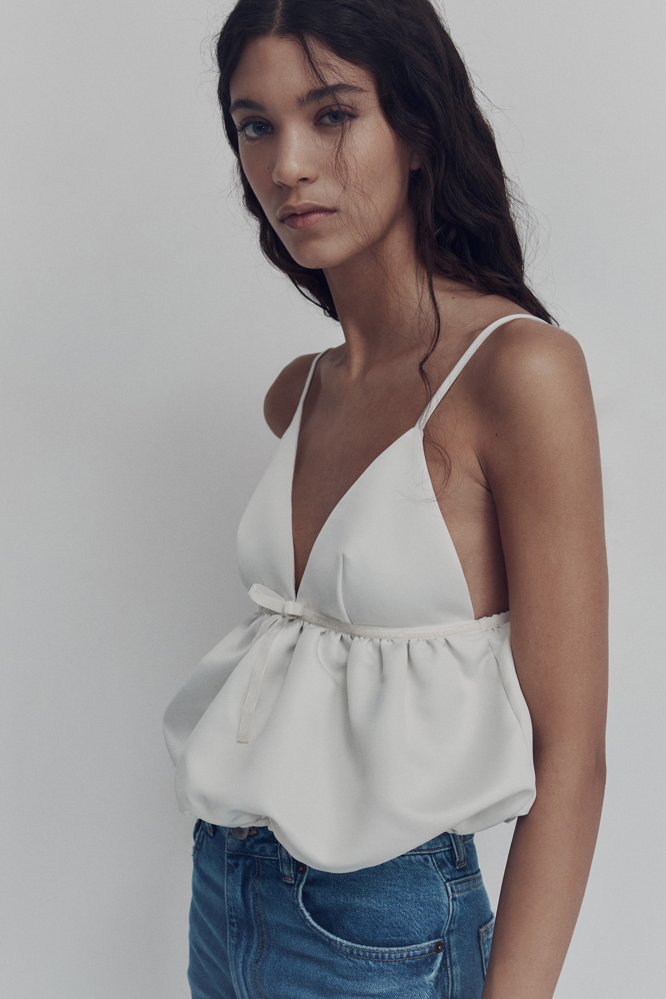 Bubble-hem strappy top