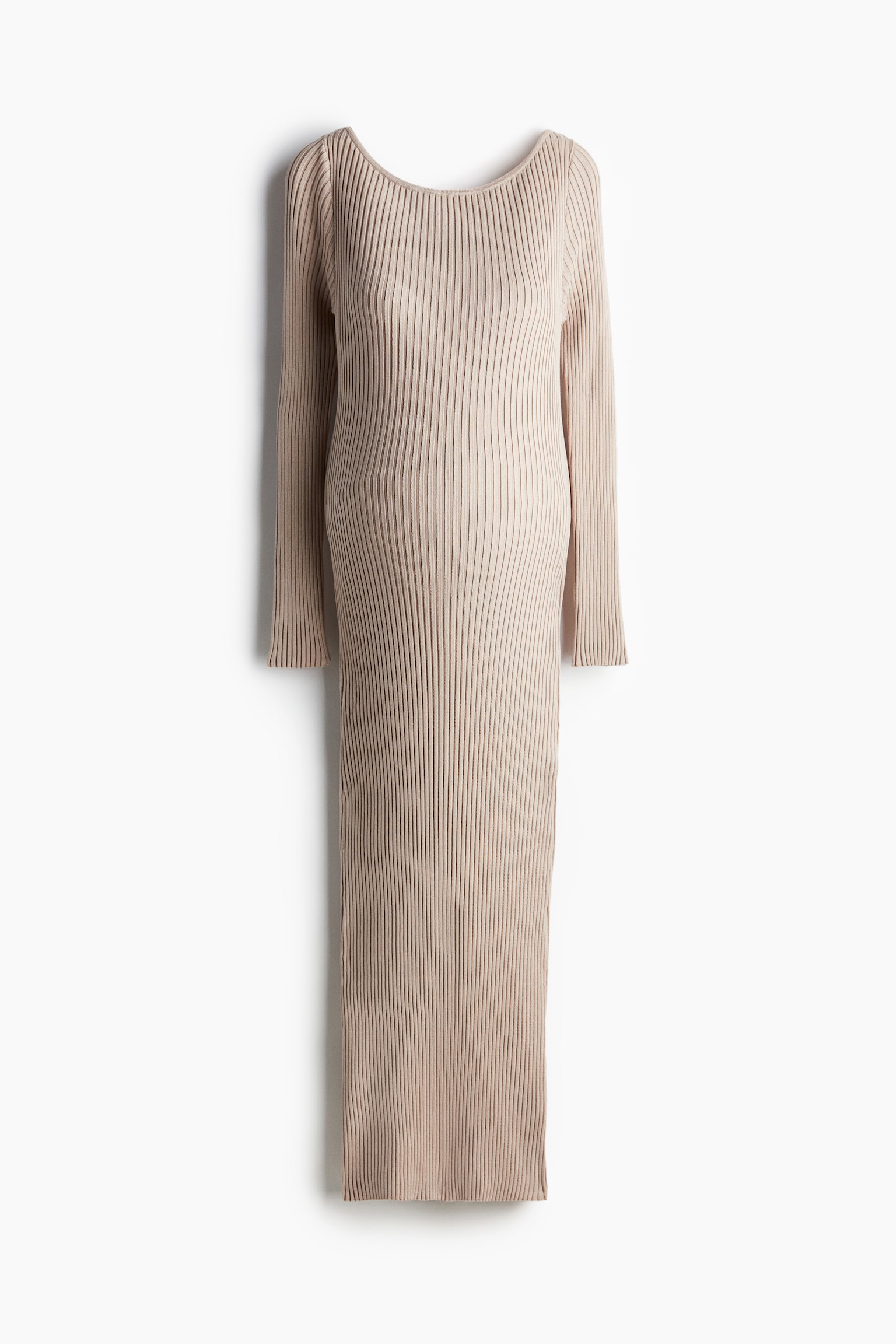 MAMA Boat-neck bodycon dress - Light beige/Dark grey marl - 2