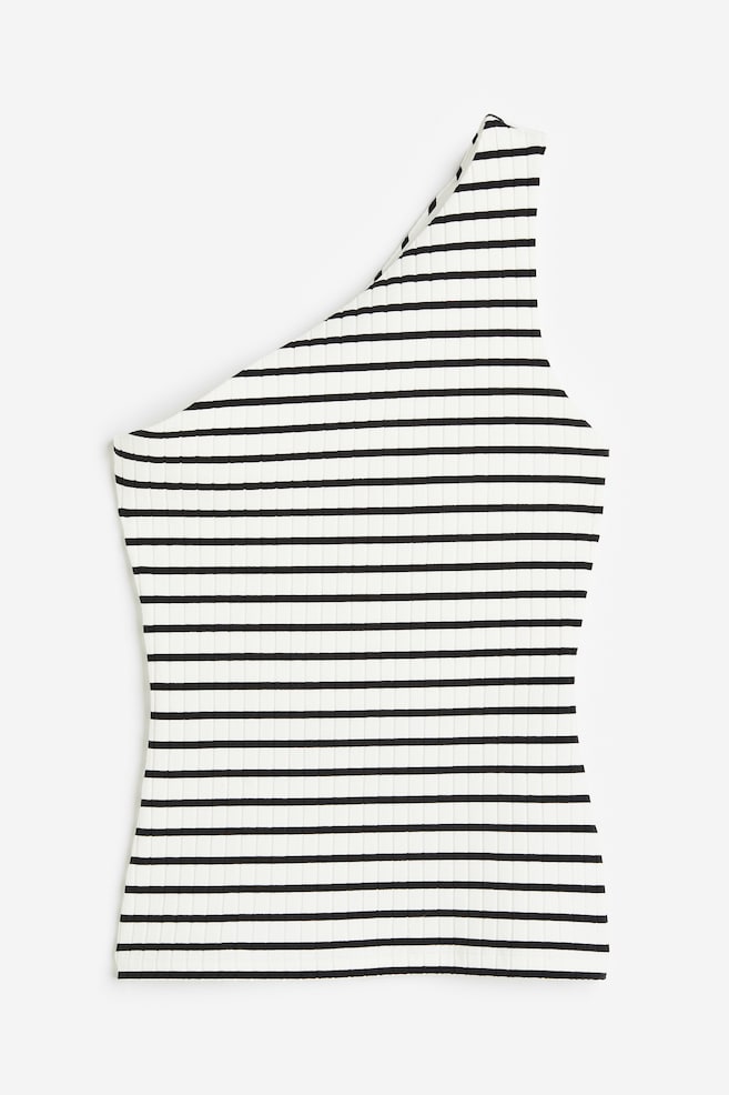 One-shoulder top - White/Striped/White - 2