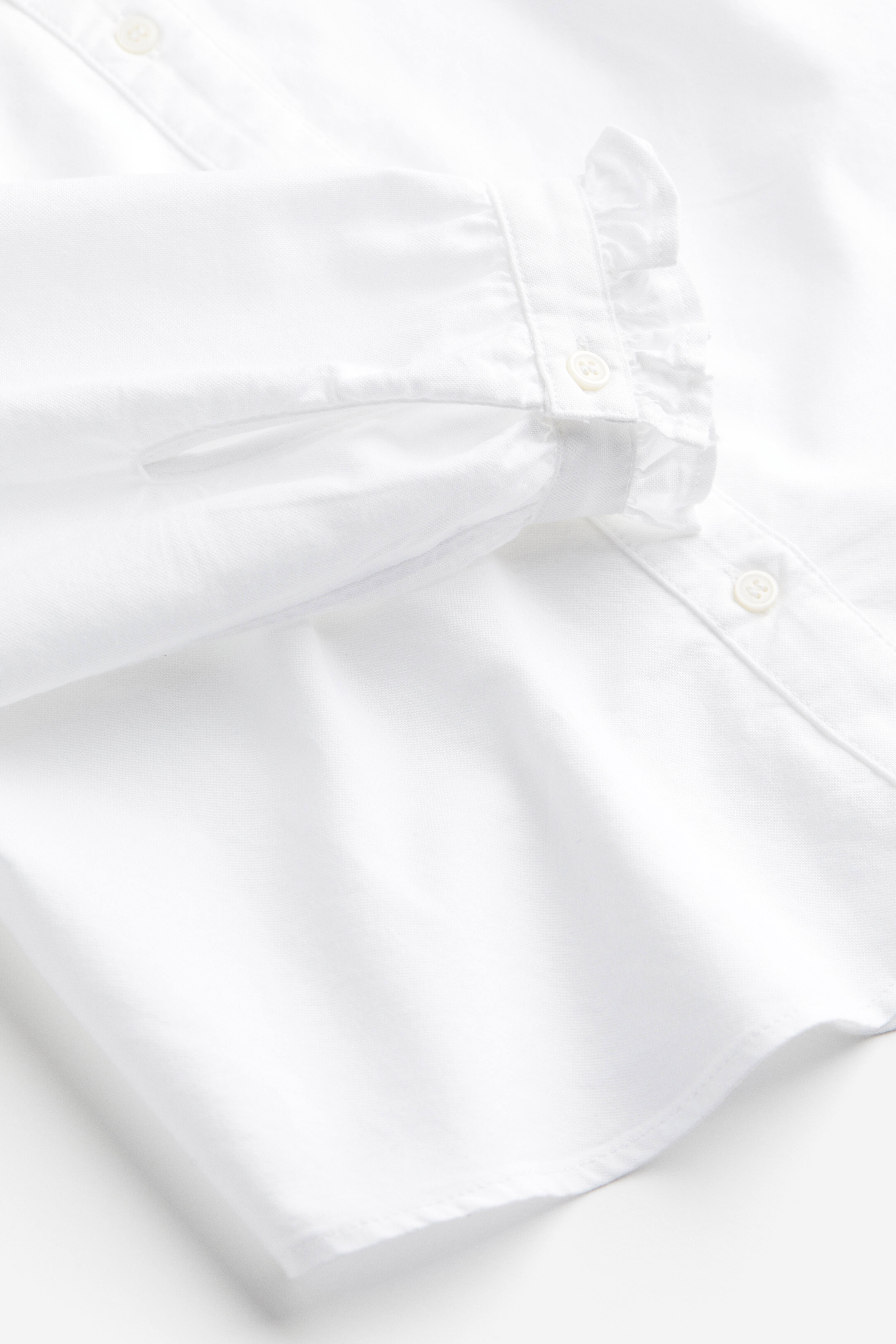 Frill-trimmed Oxford Blouse - White - Ladies | H&M GB