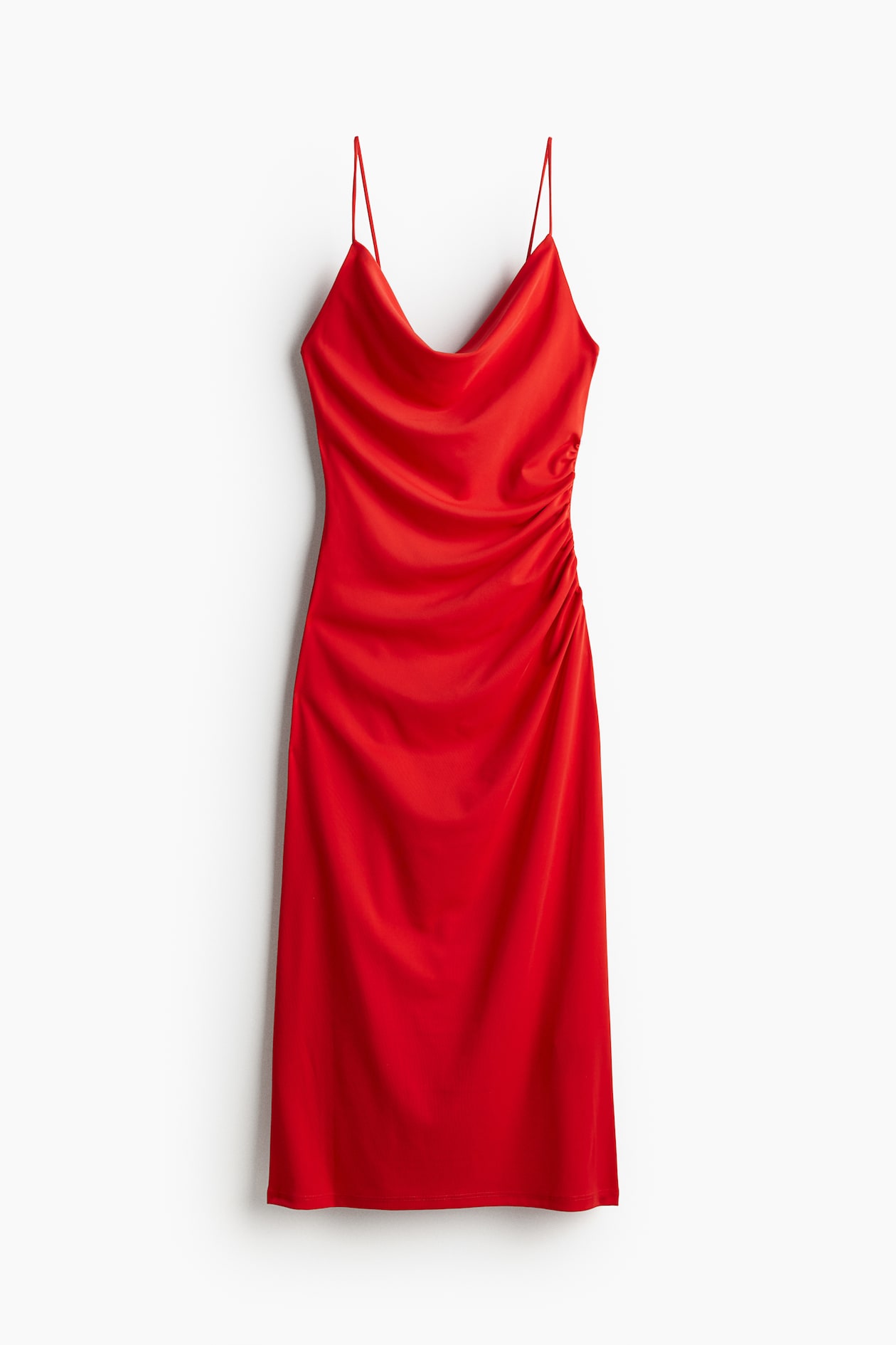 H&M SATIN RUCHED COWL NECK DRESS - BUST 30 to 32