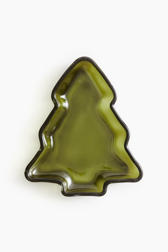 Tannenbaum-Tablett aus Glas - Grün/Tanne/Rot/Tanne - 1
