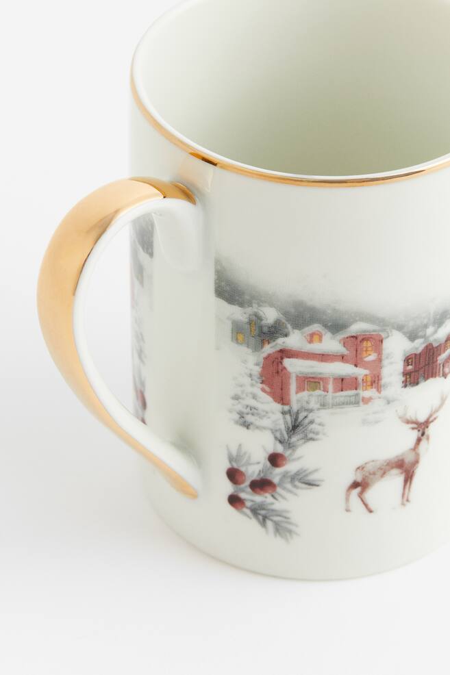 Porcelain mug - White/Christmas/Red/Floral - 2