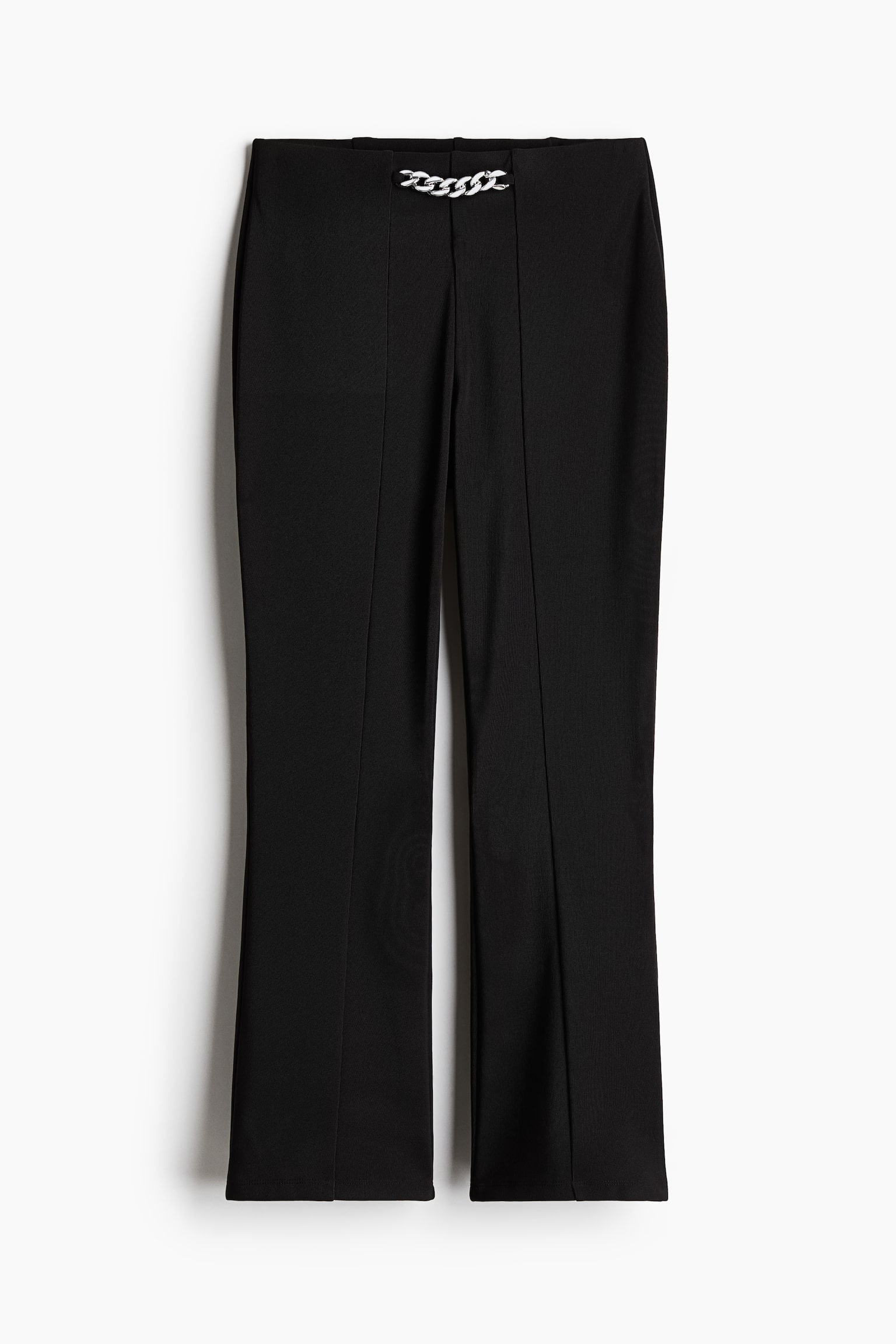 Flared chain-detail trousers - Black - 1