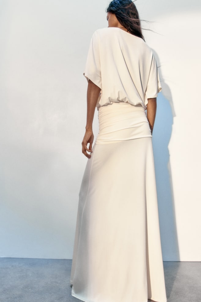 Draped Maxi Dress-Light beige - 6