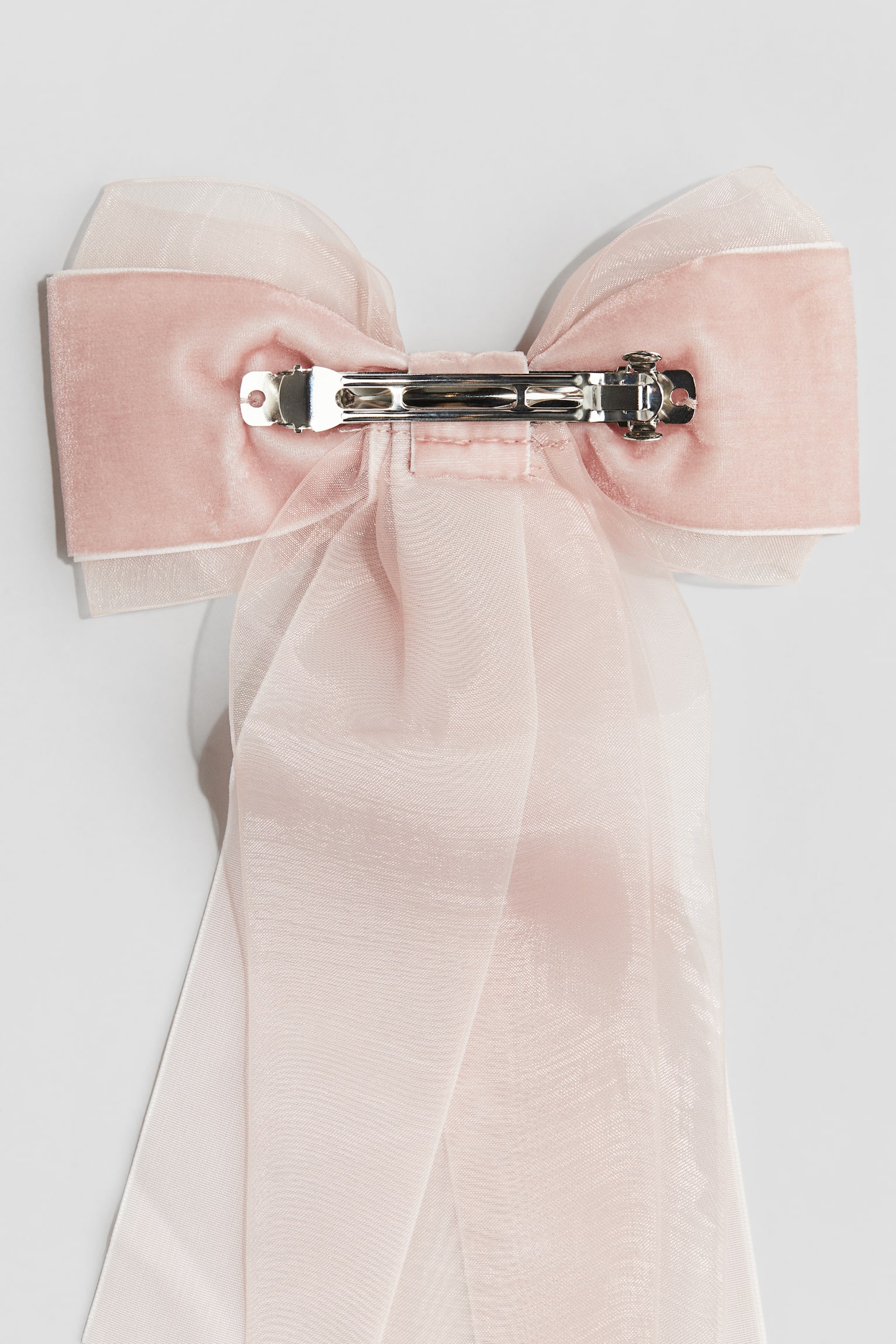 Bow-decorated hair clip - Light pink - 2