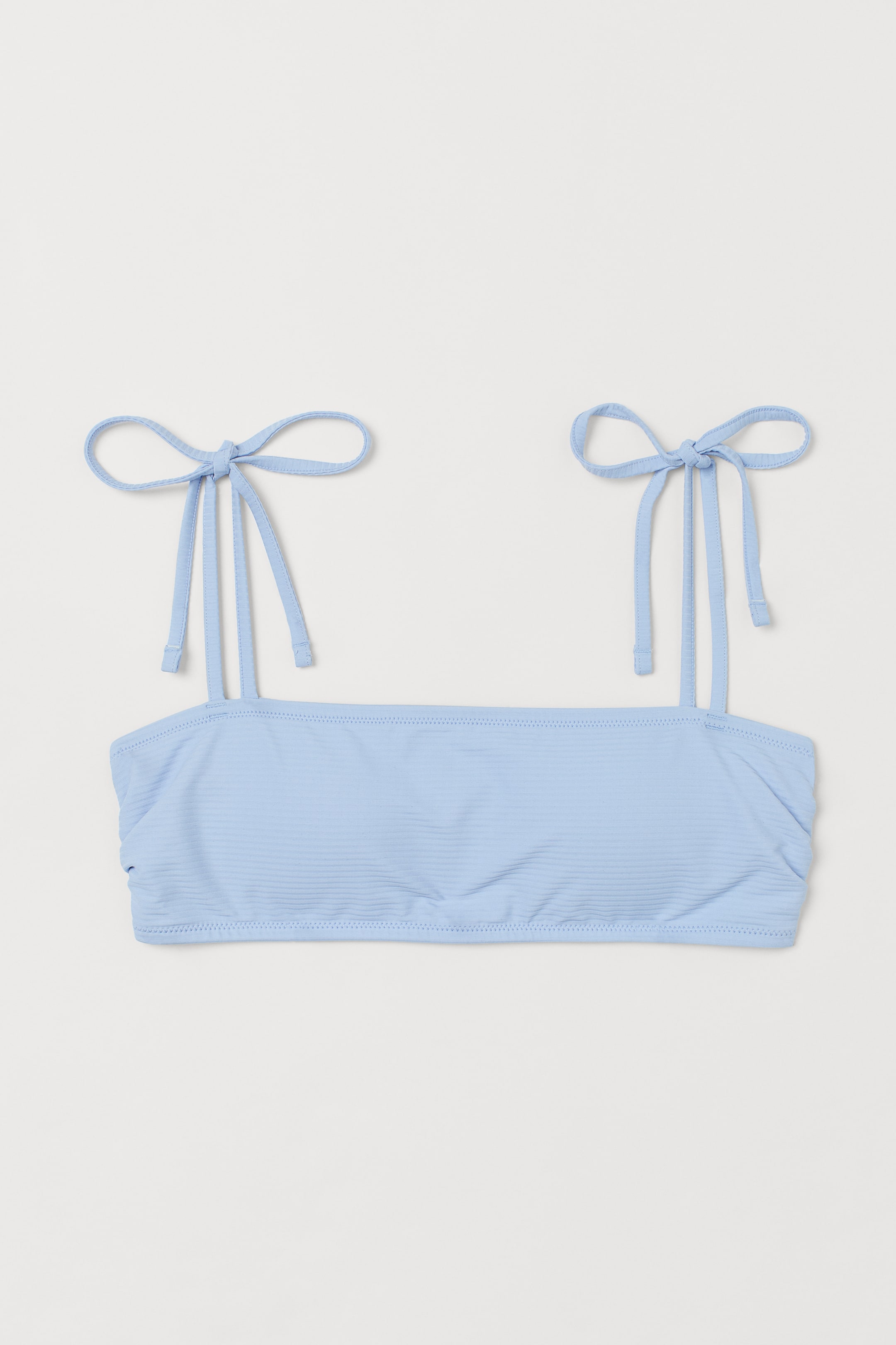 Padded Bandeau Bikini Top - Light Blue Ribbed - Ladies 