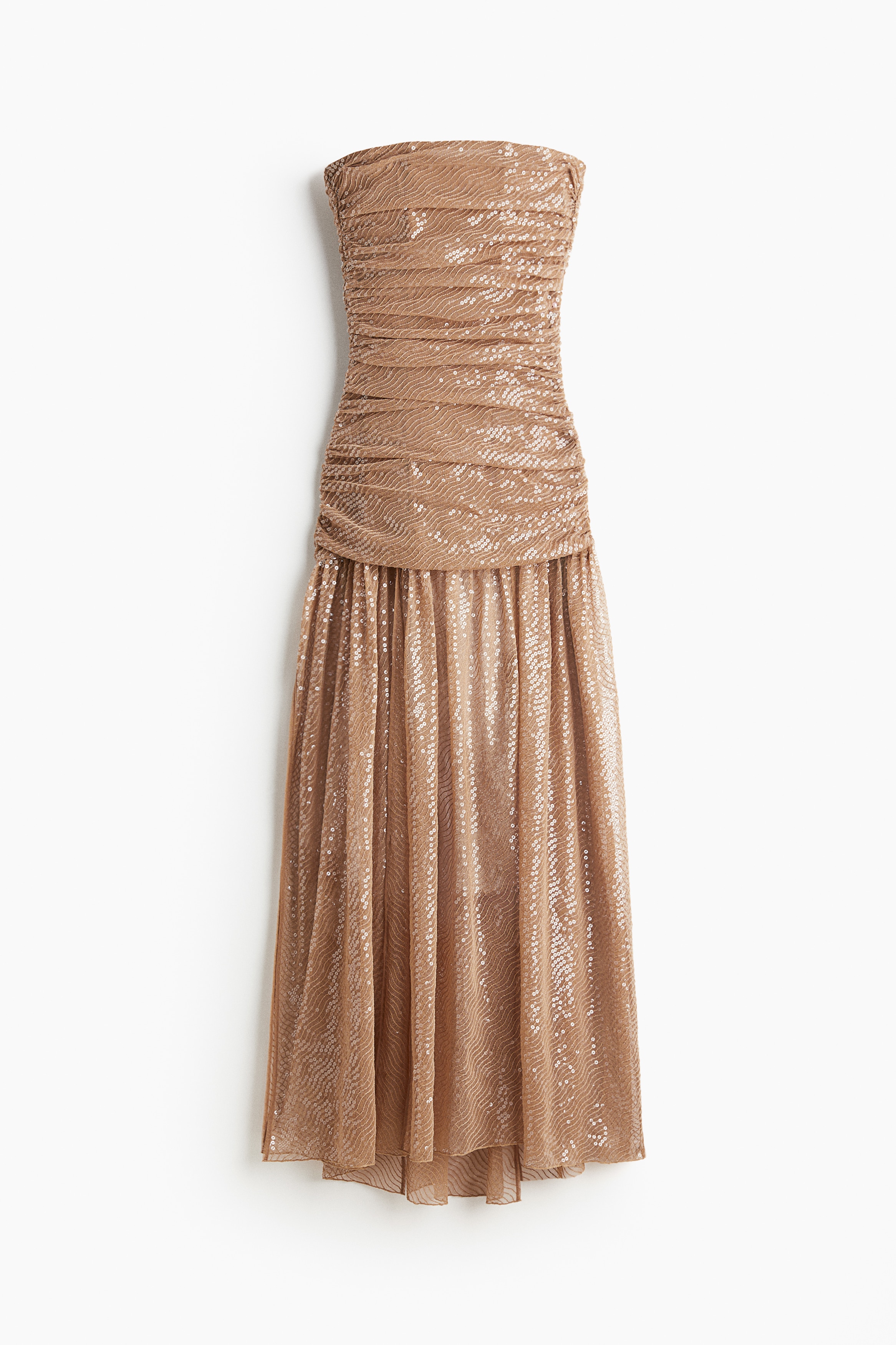 Sequined Evening Gown - Beige