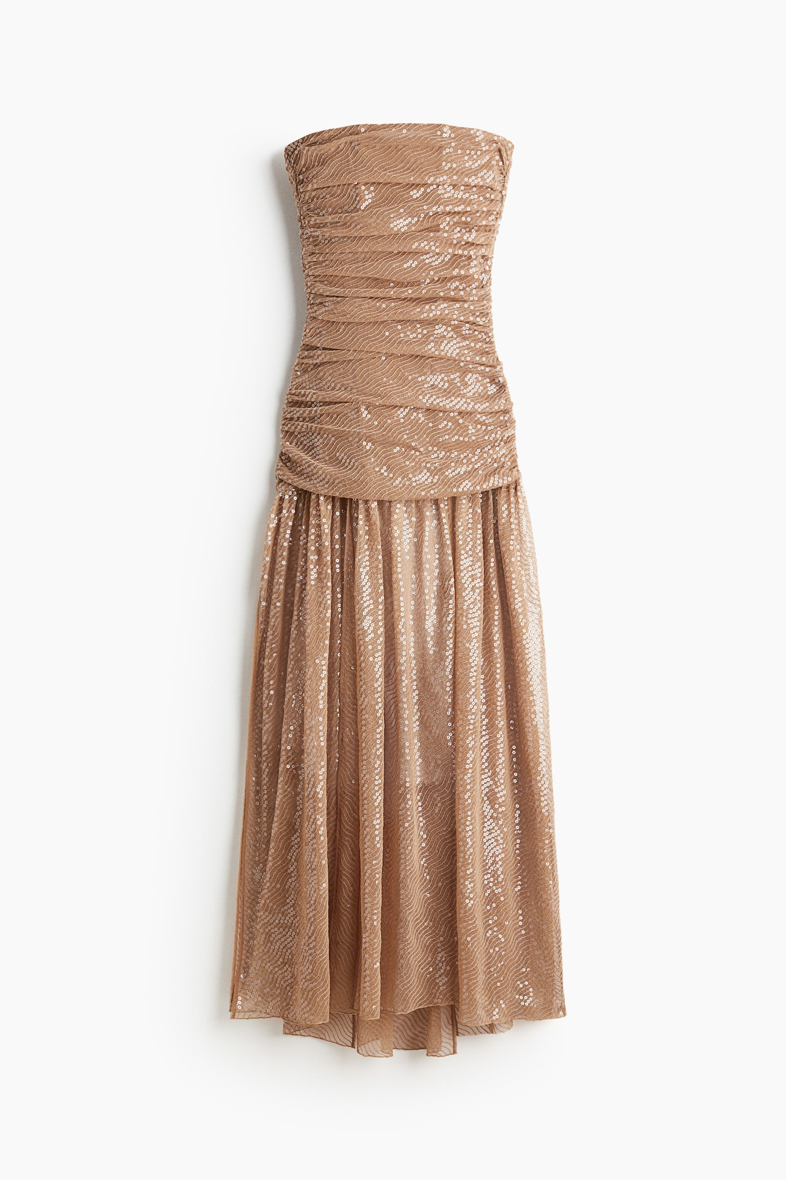 Sequined Evening Gown - Beige - 2