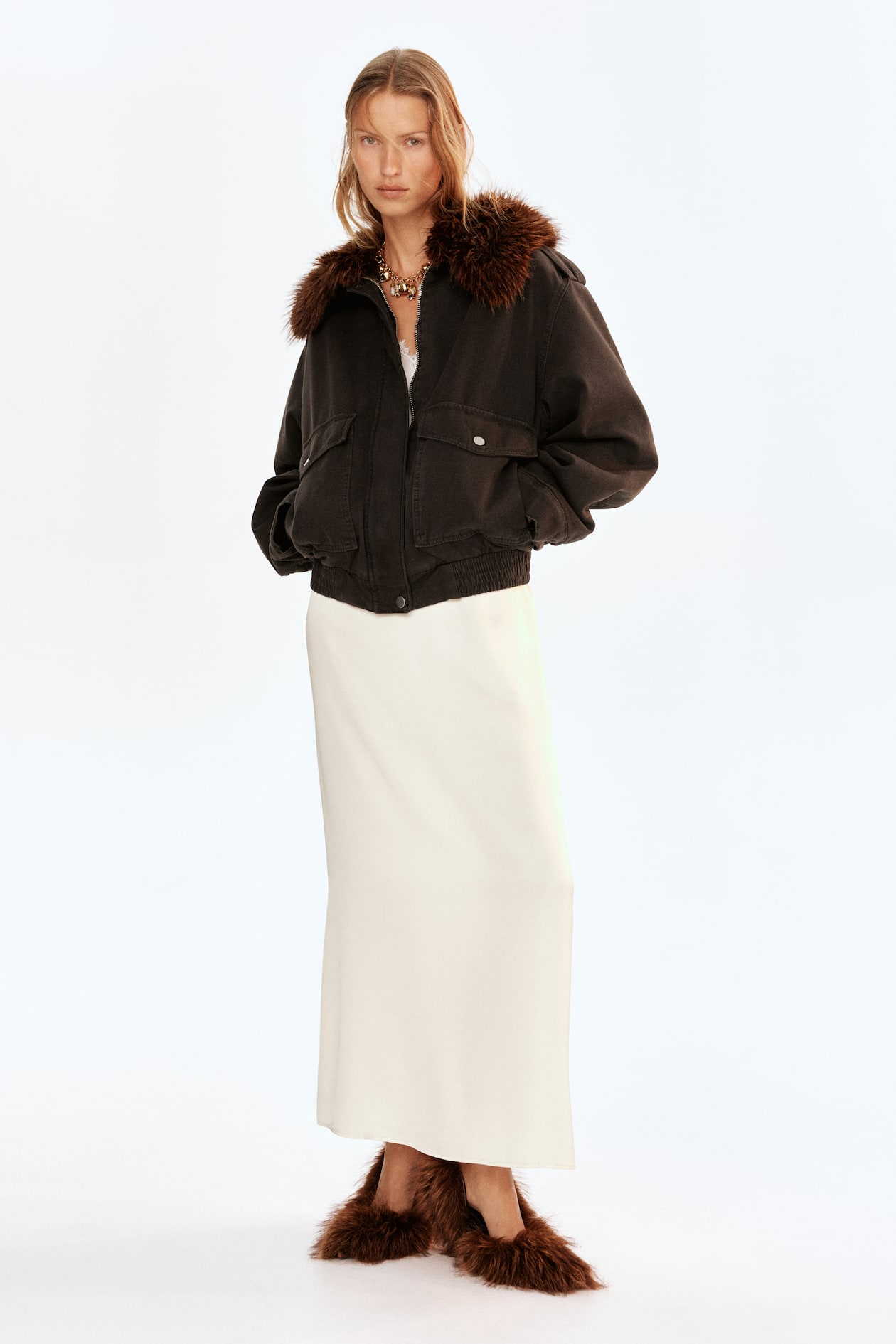 Oversized collared jacket - Dark brown - Ladies | H&M GB