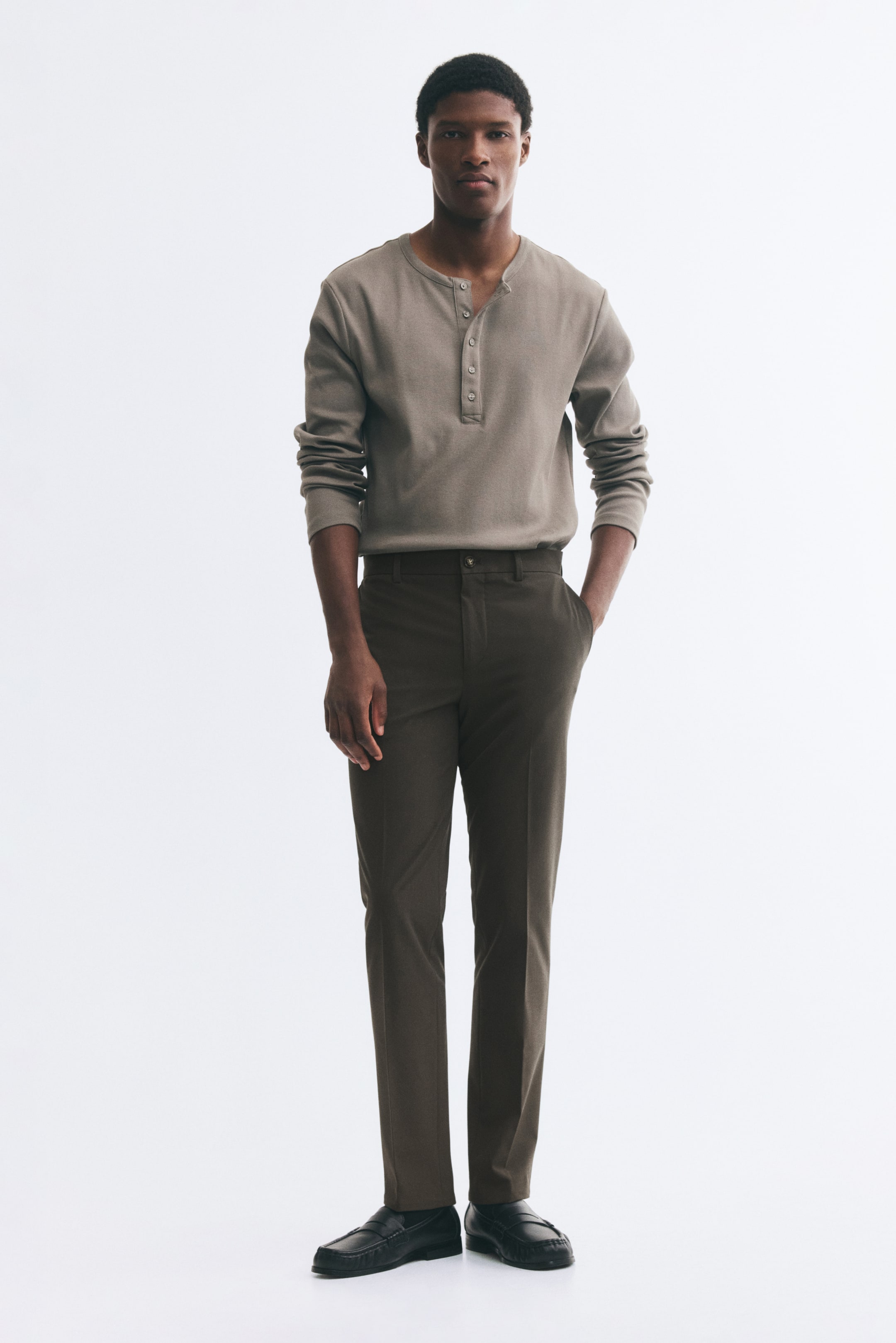 View larger image: Slim Fit Tailored trousers - Dark khaki green - Men | H&M 1