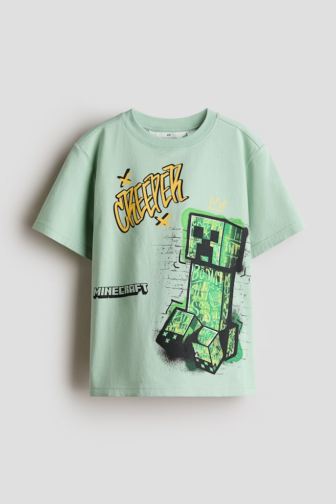 Printed T-shirt - Light green/Minecraft/White/The Simpsons/Light grey marl/Minecraft/Grey/UEFA Champions League®/Dark brown/Garfield/Dark green/Fortnite/White/Pokémon/Light dusty green/Minecraft/White/Garfield/Dusty blue/Steal a Brainrot/Black/Stranger Things/White/SmileyWorld®/White/Steal a Brain Rot - 1