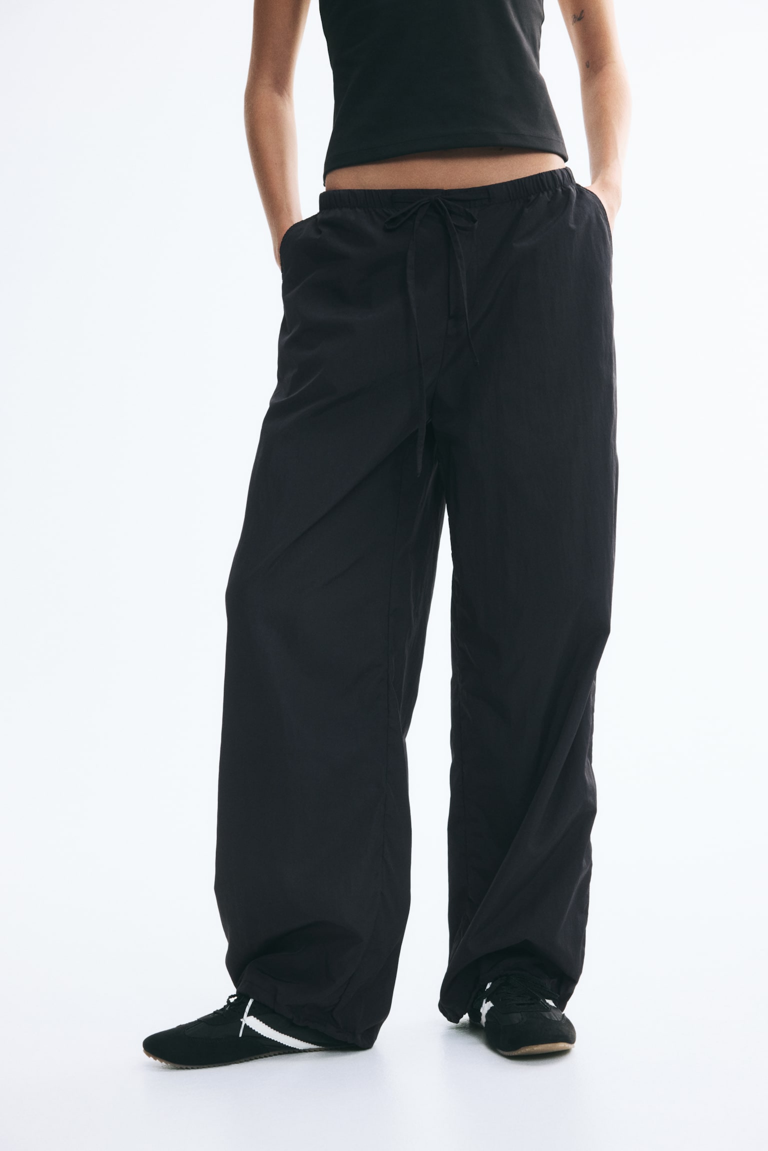 Женские брюки H&M Nylon Parachute, цвет: Чёрный — фото 5