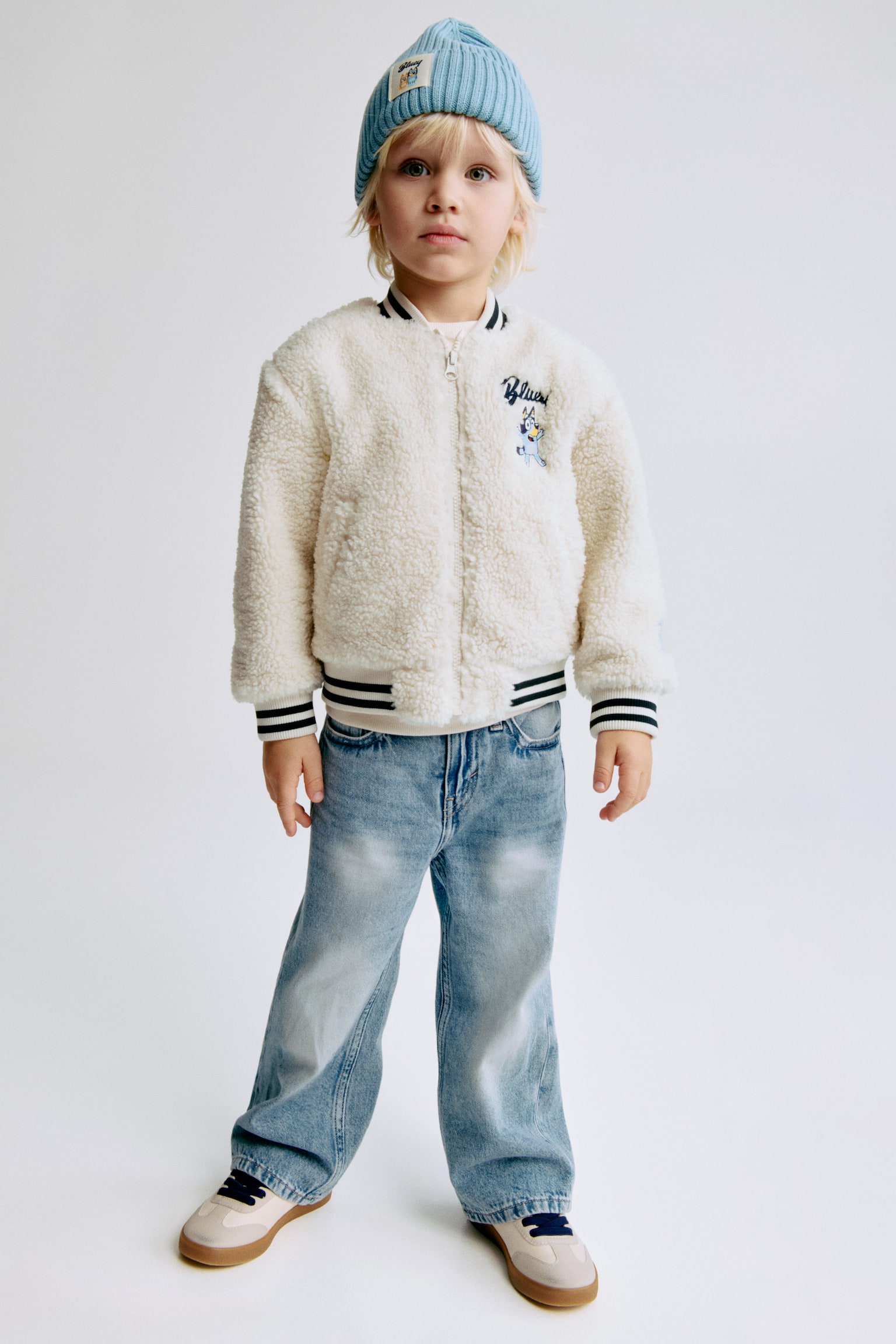 Teddy baseball jacket - Cream/Bluey - 4