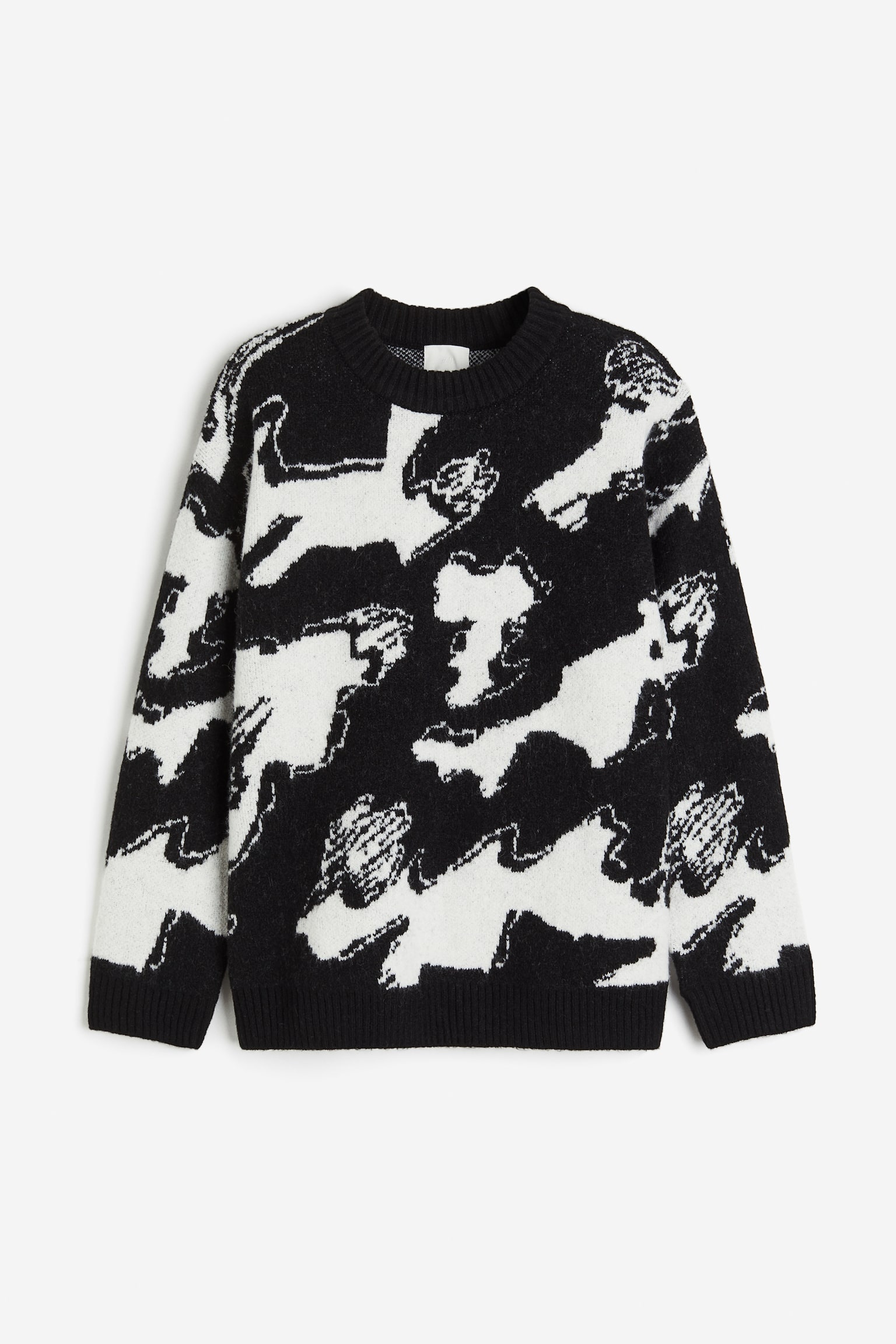 자카드 니트 스웨터 - 블랙/패턴