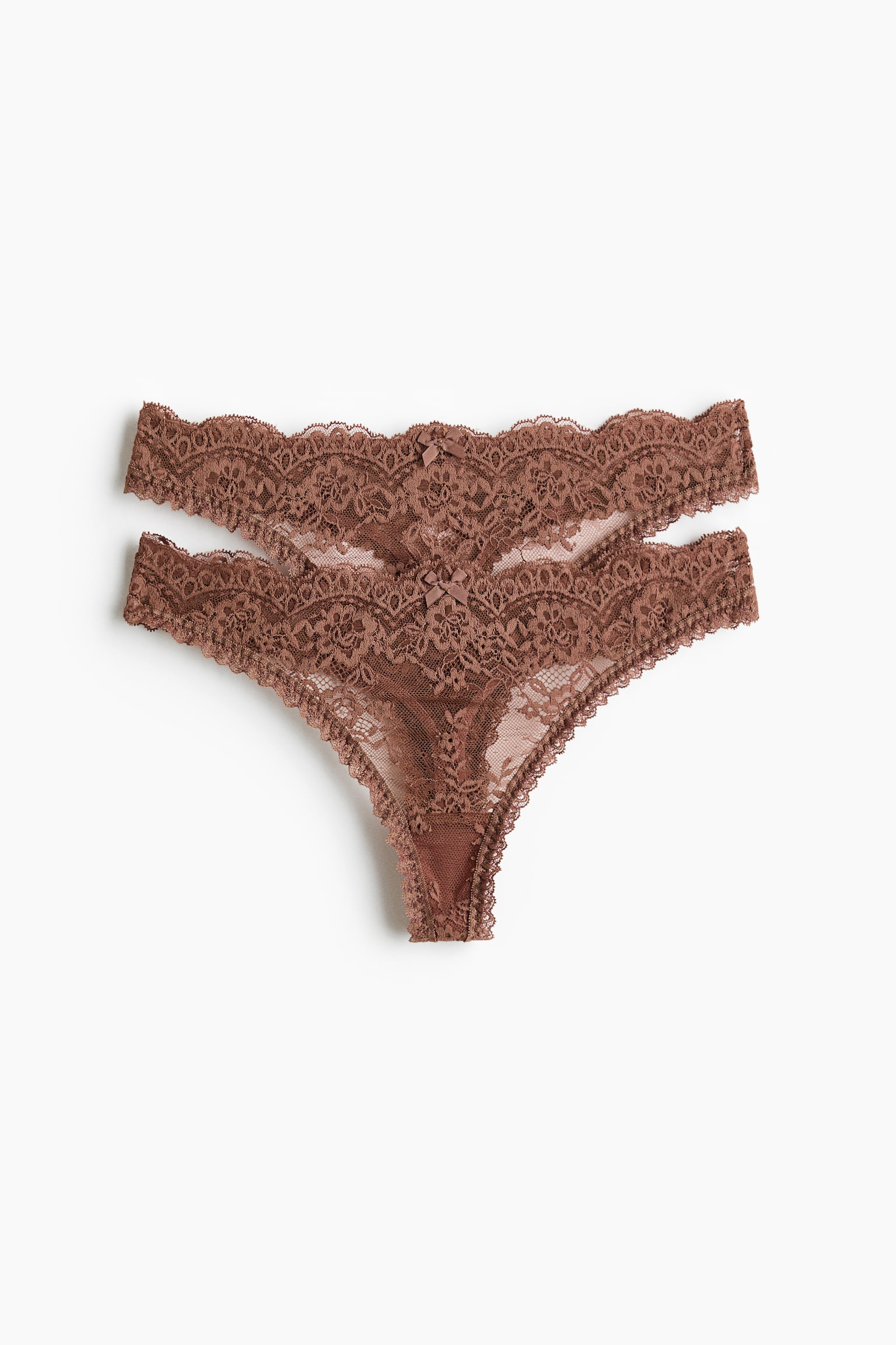 2-pack Panties thong de encaje - Café/Negro/Azul tenue claro - 1