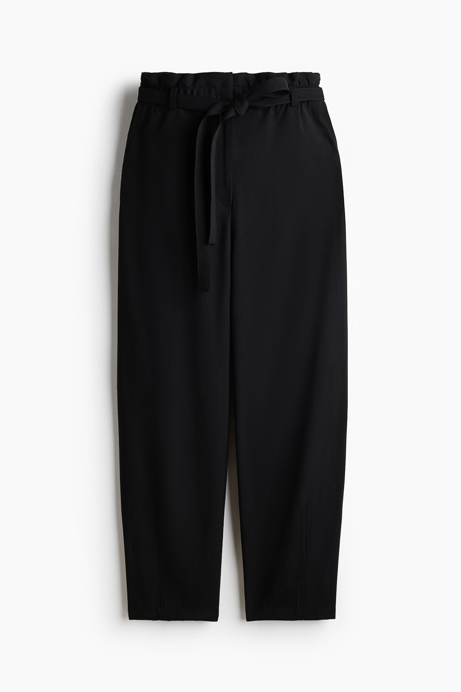Tie-belt barrel trousers - Black/Dark greige/Dark brown - 1