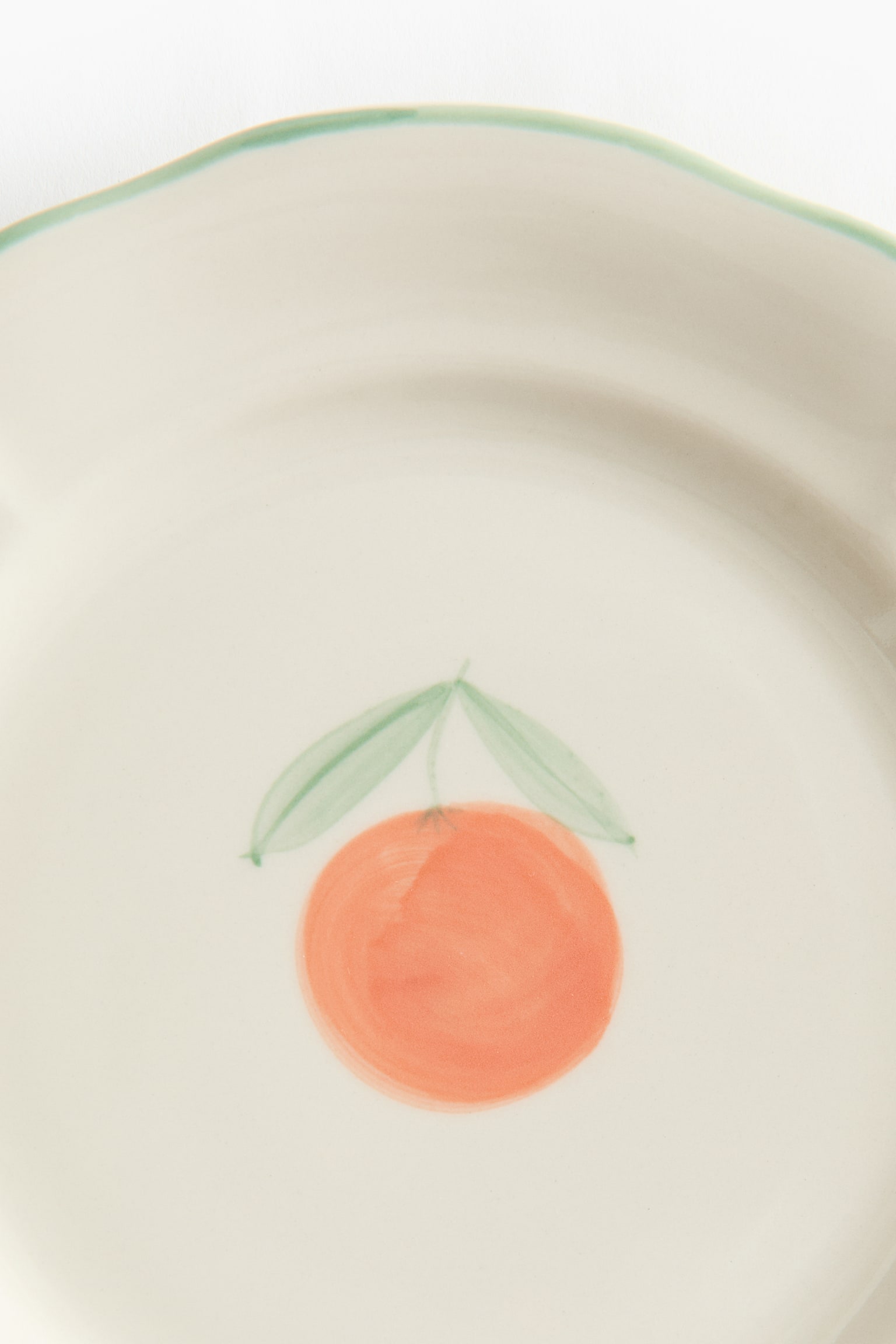 Hand-painted stoneware starter plate - Light beige/Orange - 3