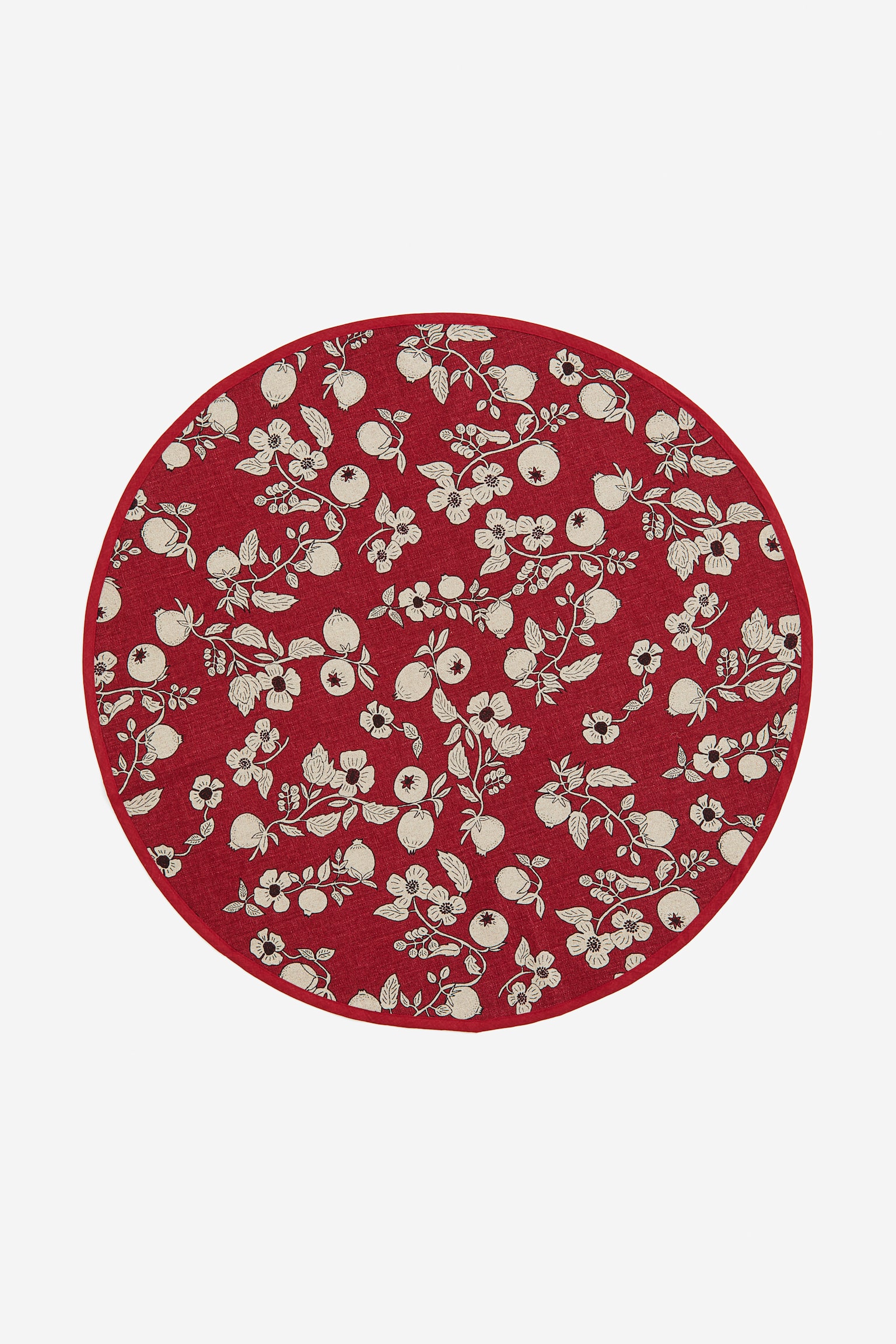 Tapis pour sapin de Noël en lin mélangé - Rouge/motif - 1