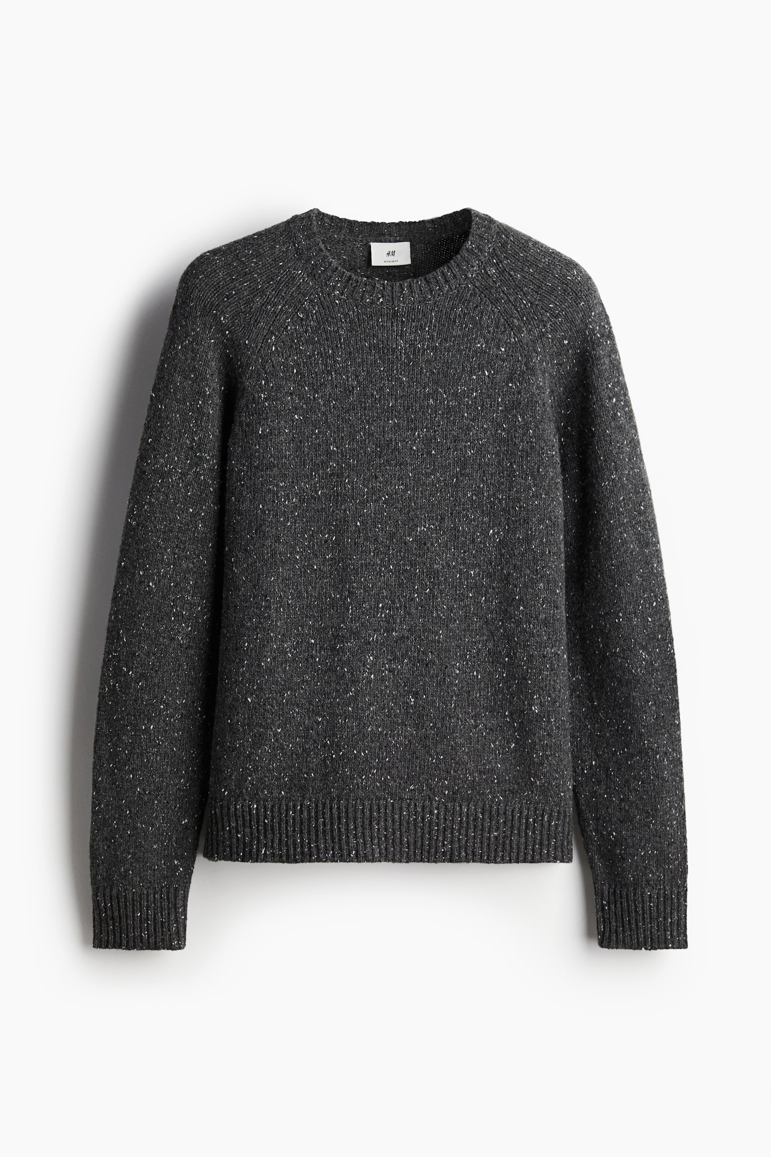 Regular Fit Wool-blend jumper - Dark grey marl/Navy blue - 1