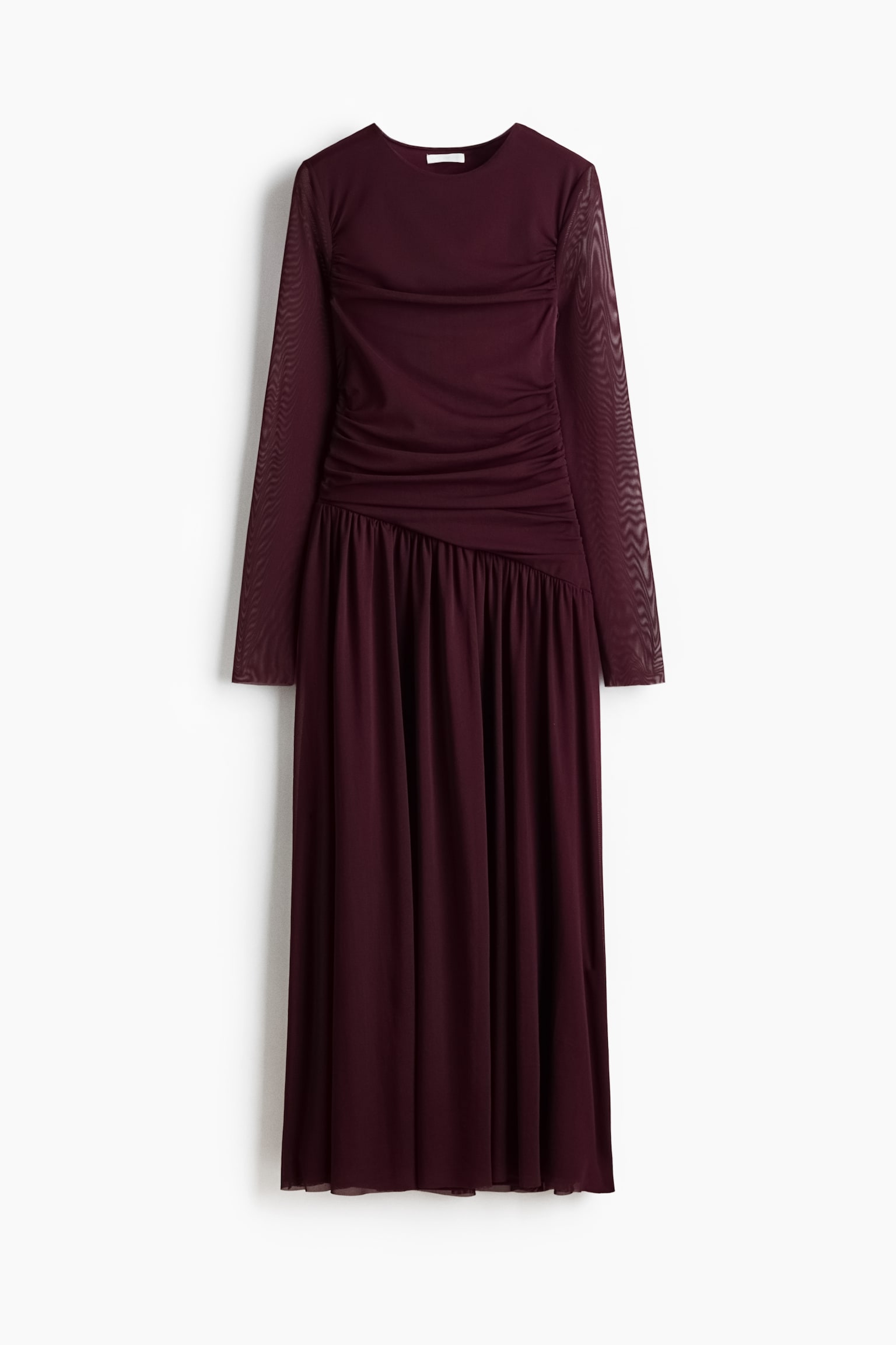 Drapowana sukienka z siateczki - Burgundy/Oliwkowy