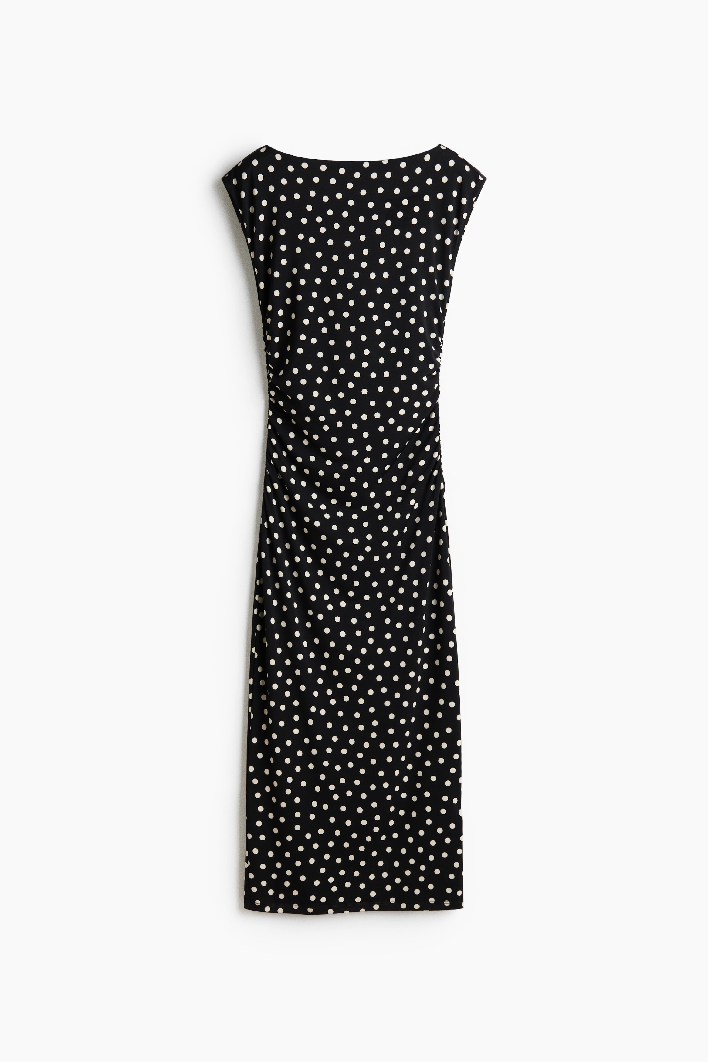 Cap-sleeved Dress - Black/dotted/Dark brown/Mustard yellow/Red