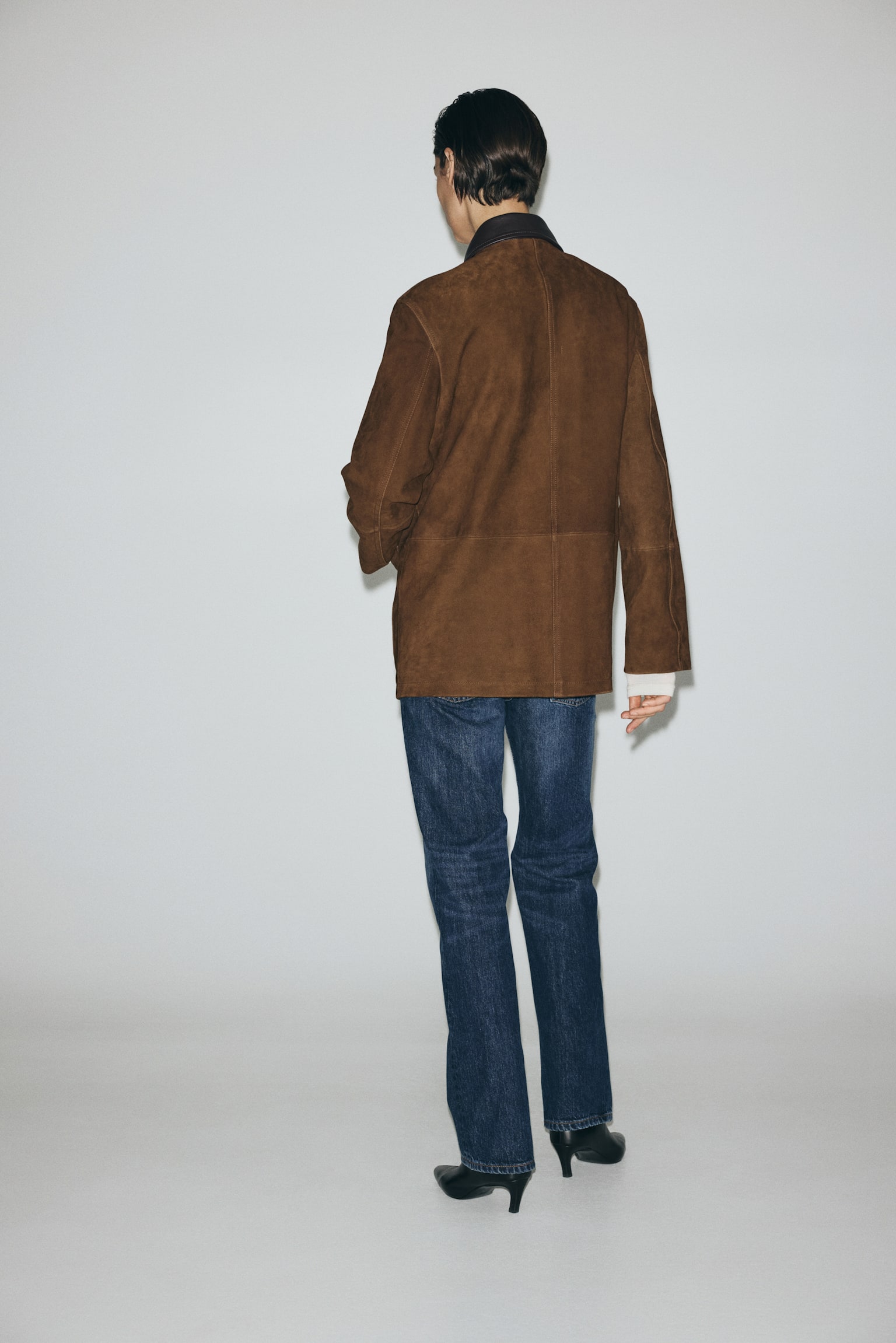Collared suede jacket - Brown - 3