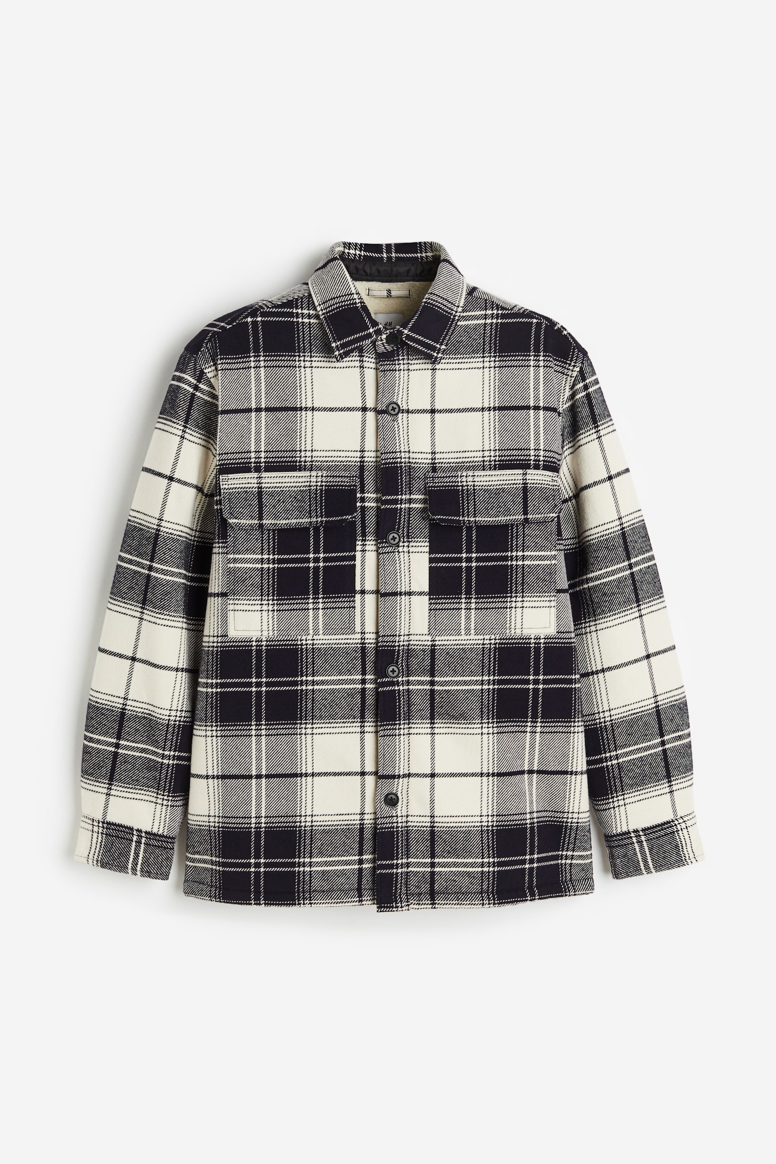 Regular Fit Teddy Lined Overshirt - Cream/Black check/Green/Check - 2