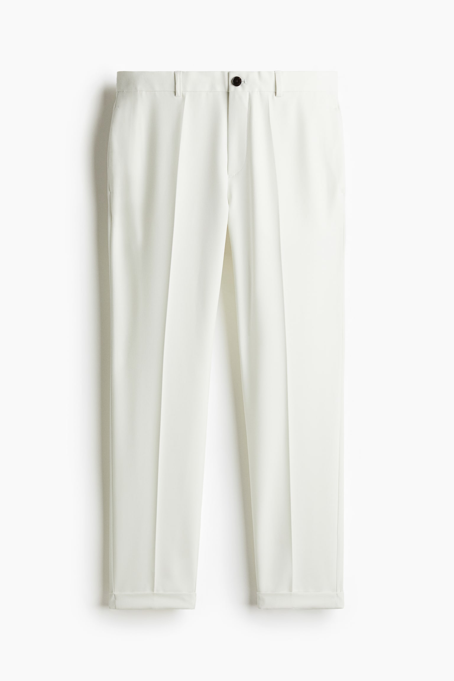 Slim Fit Ankle-length trousers - White/Beige/Black - 2