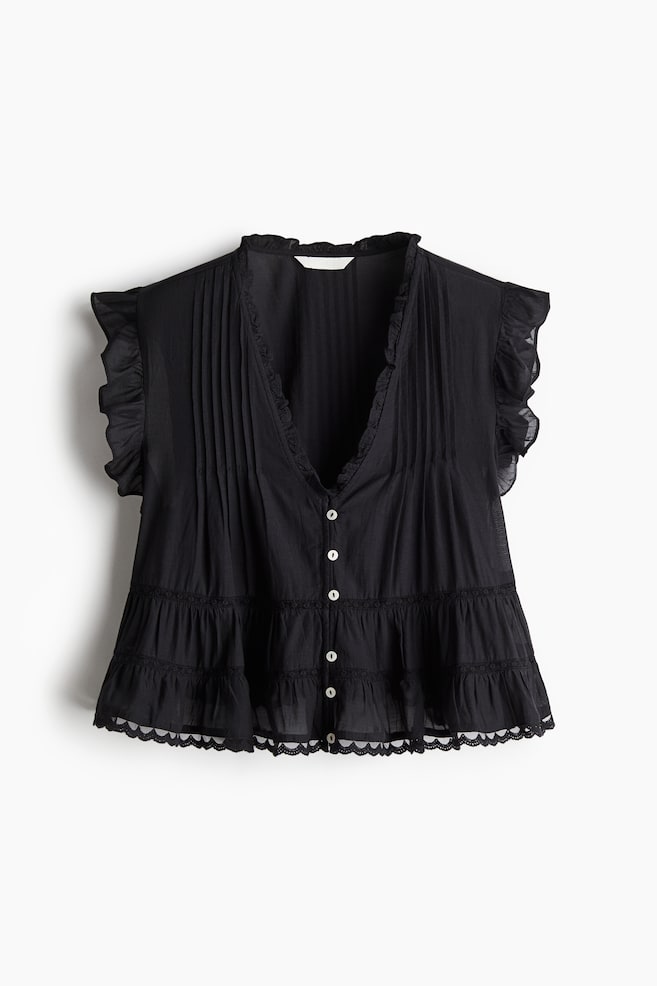Bluse mit Biesen - Schwarz - 1