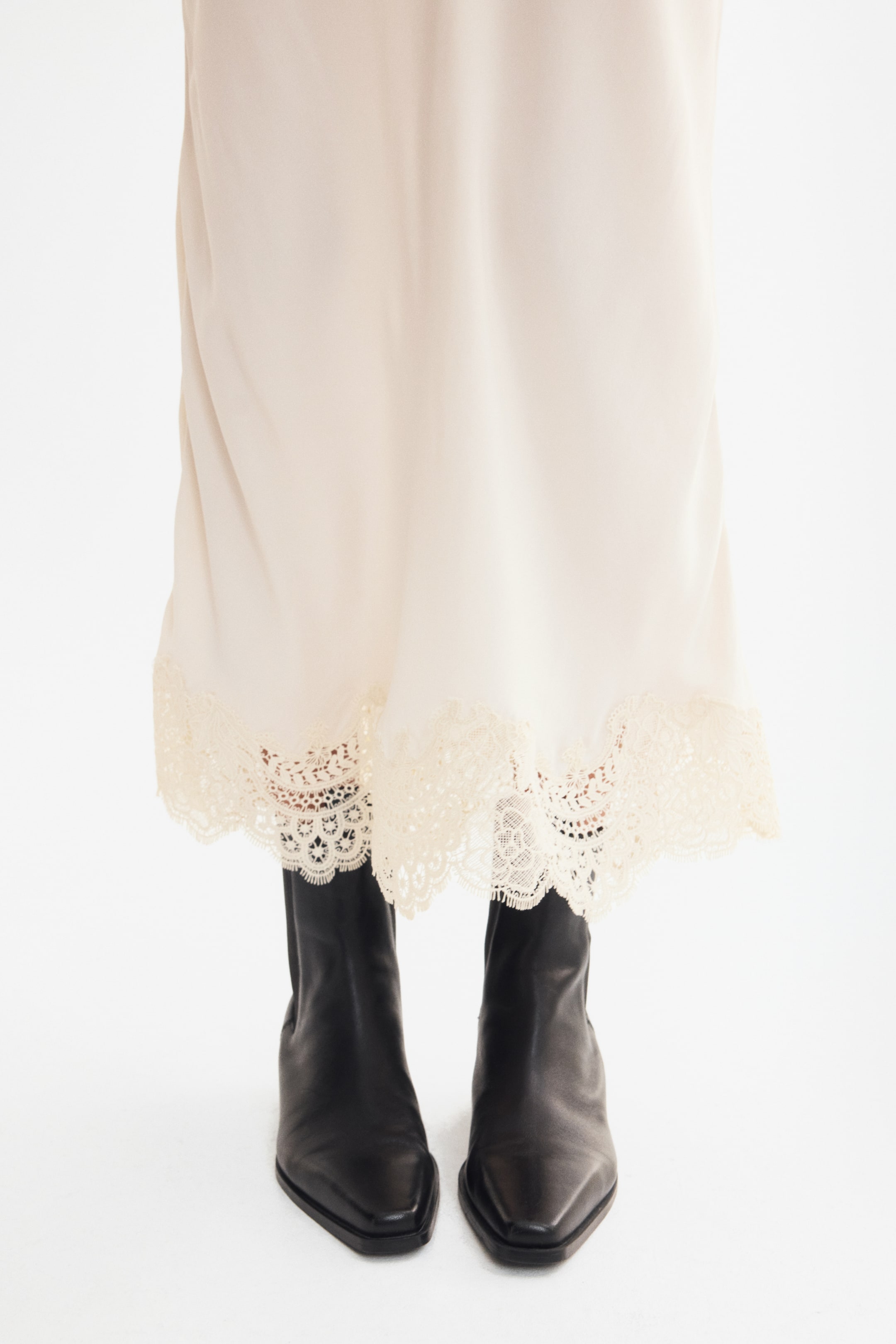 Lace-Trimmed Viscose Skirt