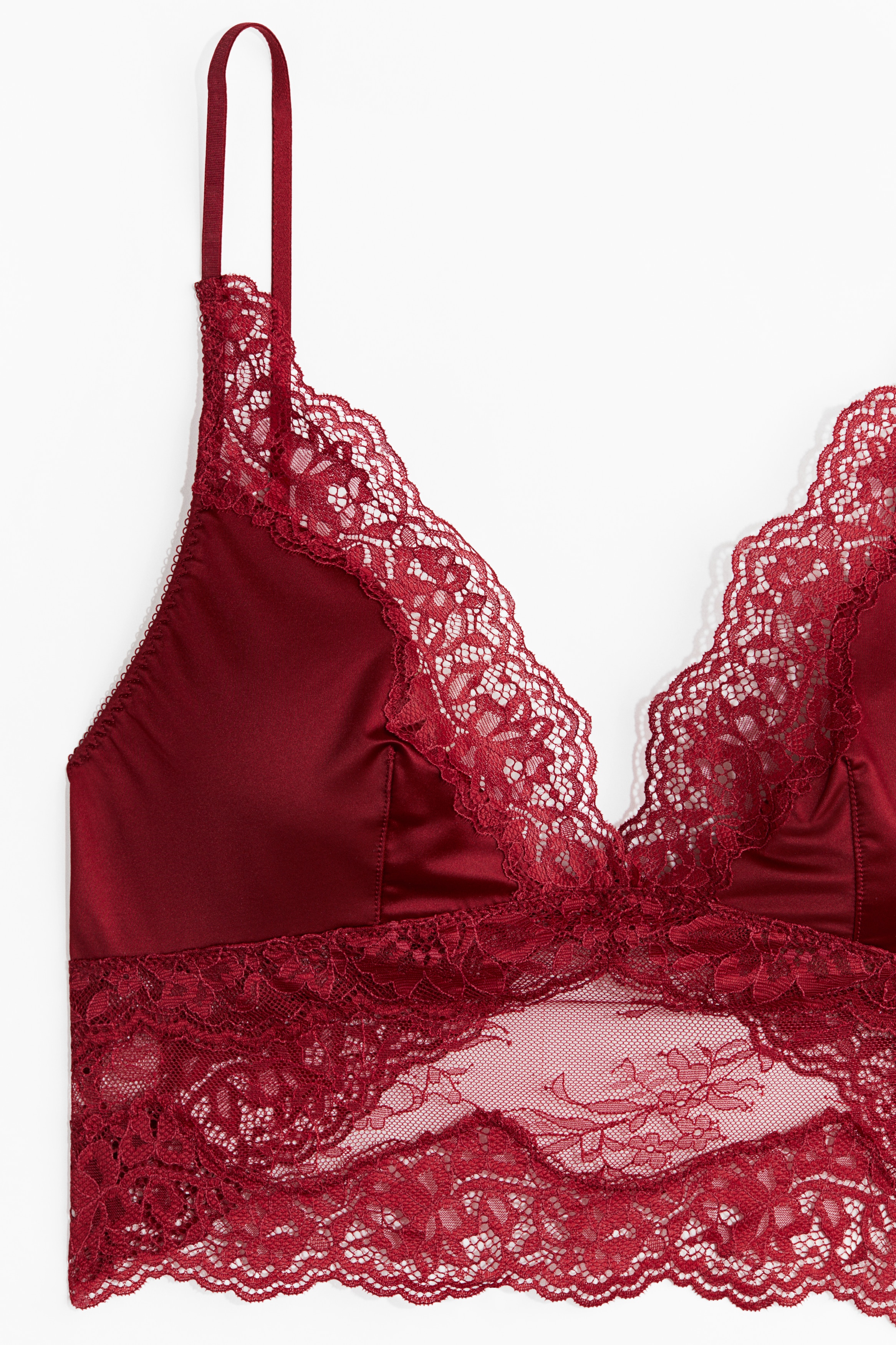 Microfibre and lace bralette