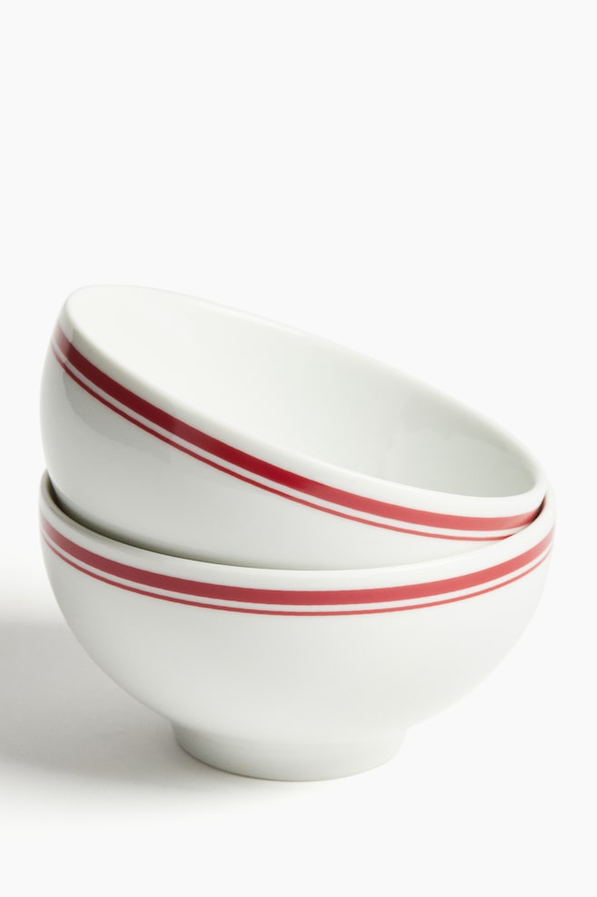 Pack de 2 tigelas pequenas em porcelana-Branco/Vermelho - 3